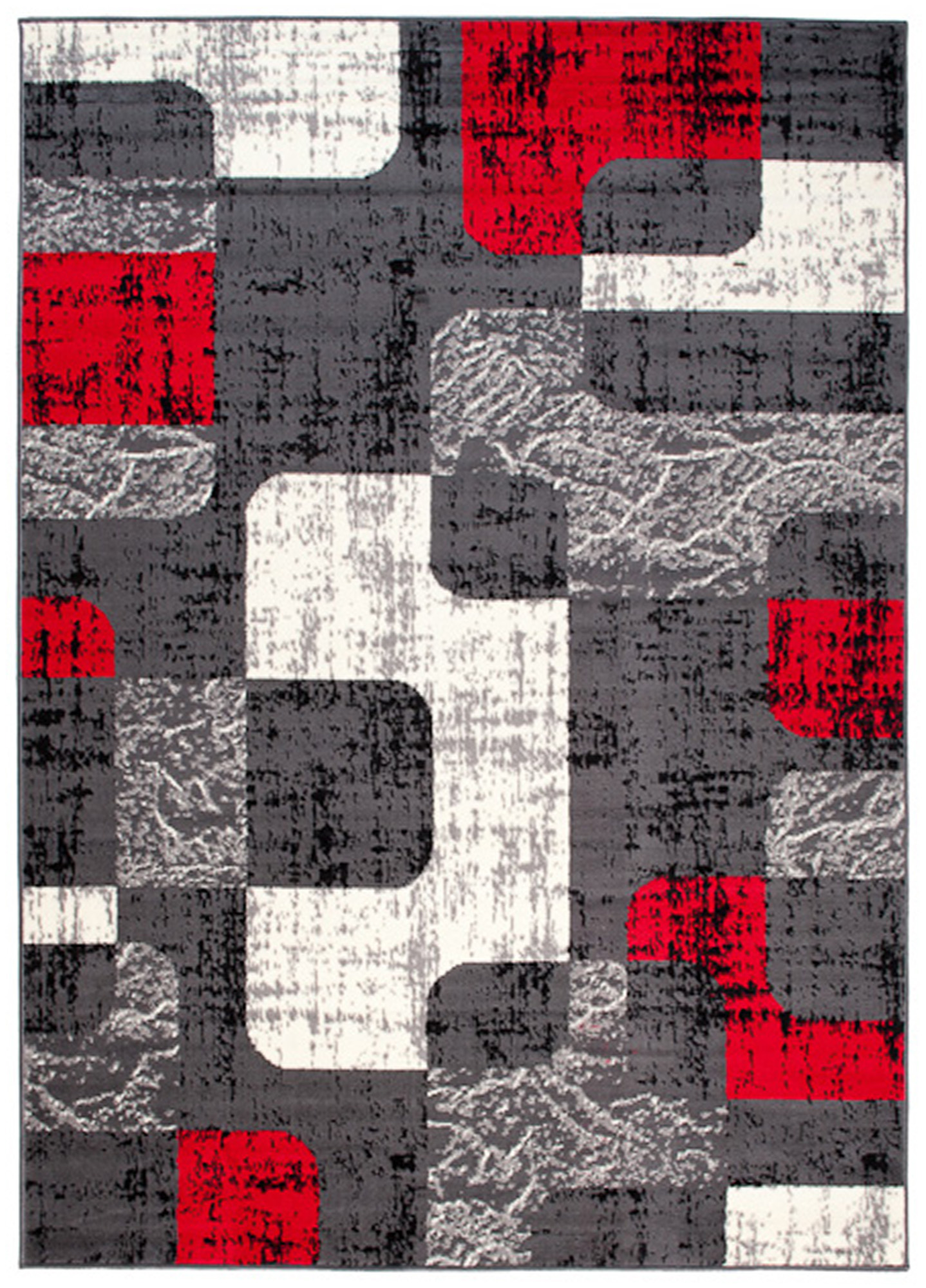 Teppich Dream Grau Weiß Rot Figuren Geometrisch