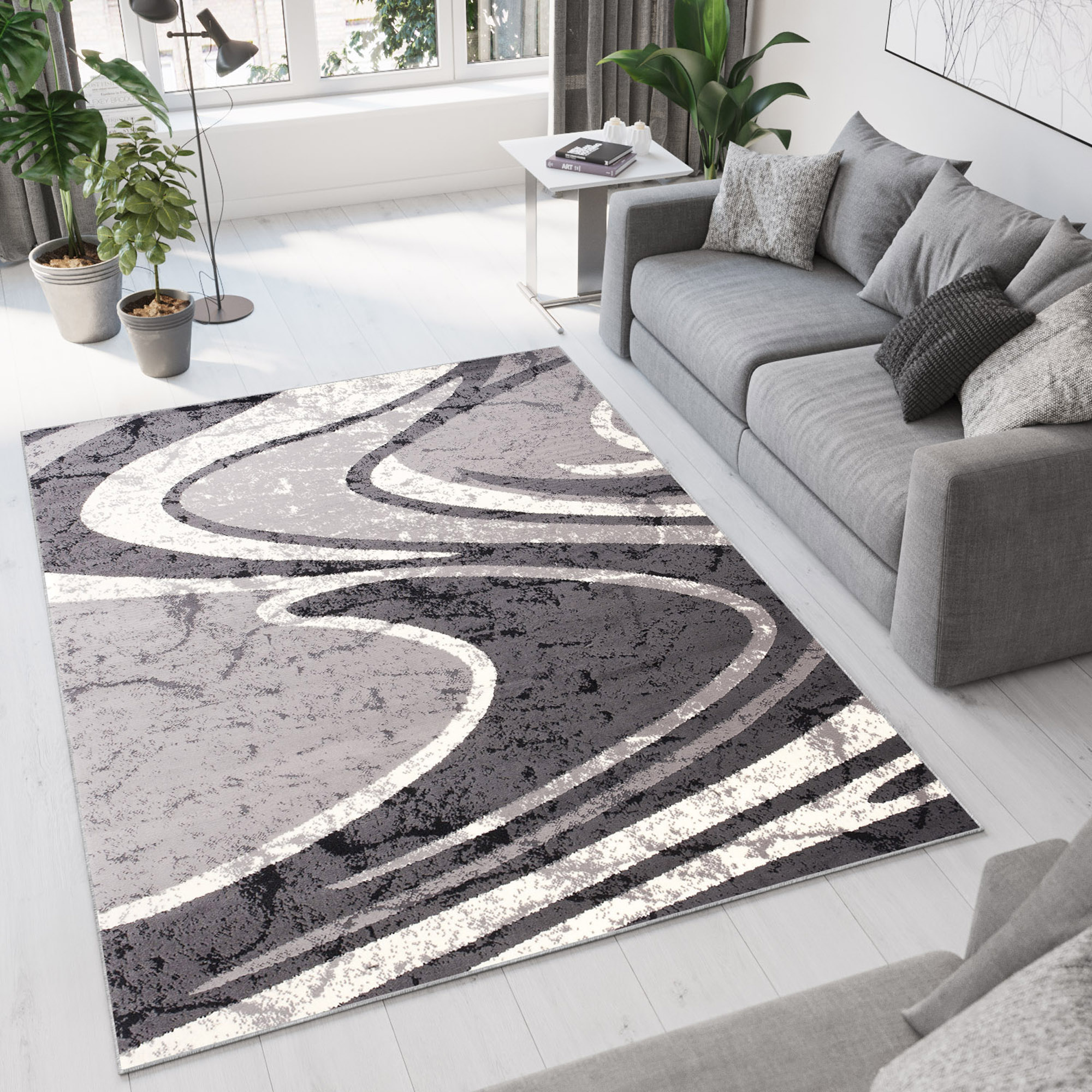 Teppich Dream Abstrakt Grau Breite Wellen