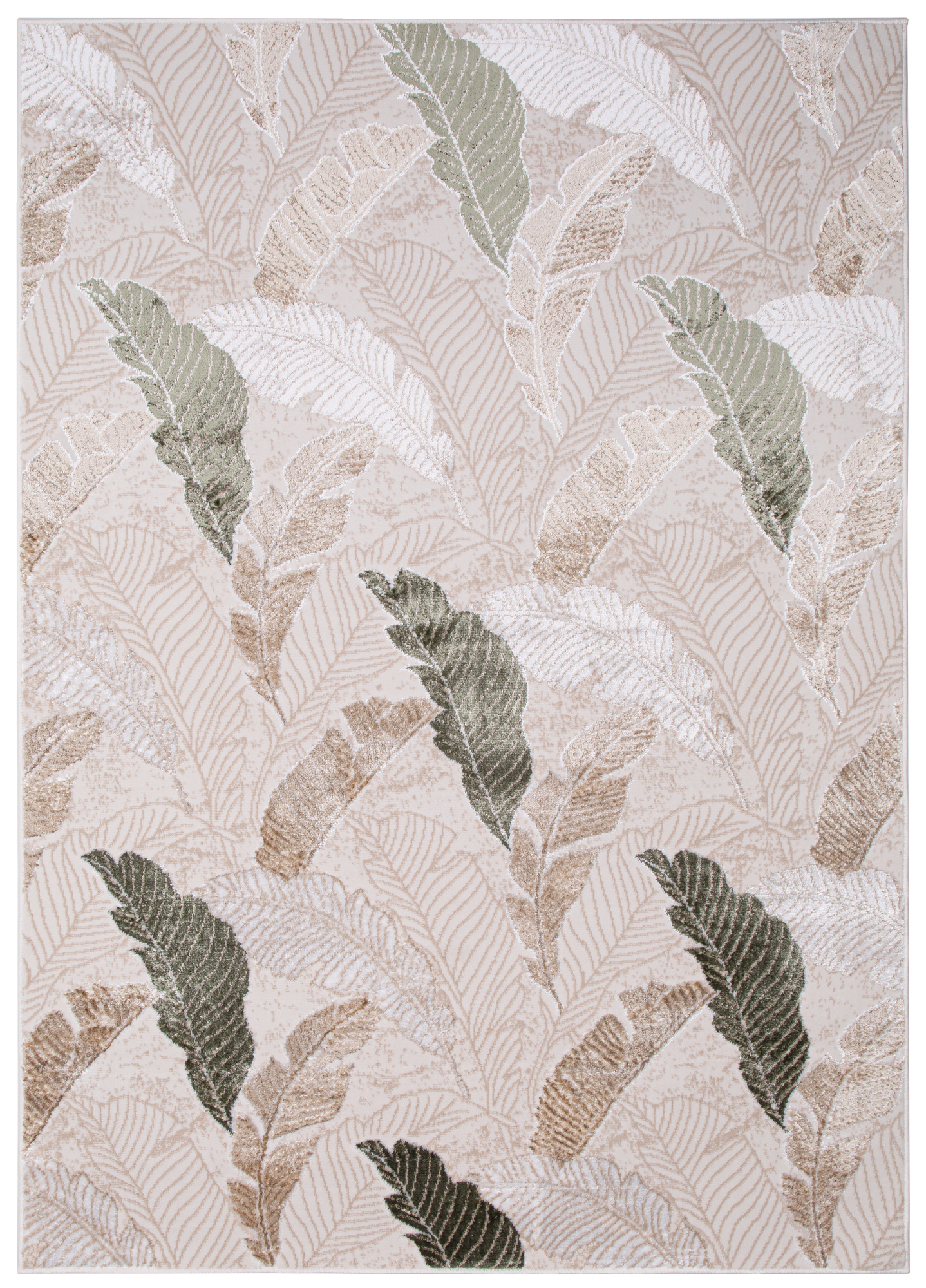 Teppich Crystal Grün Braun Beige Blätter 3D Effekt
