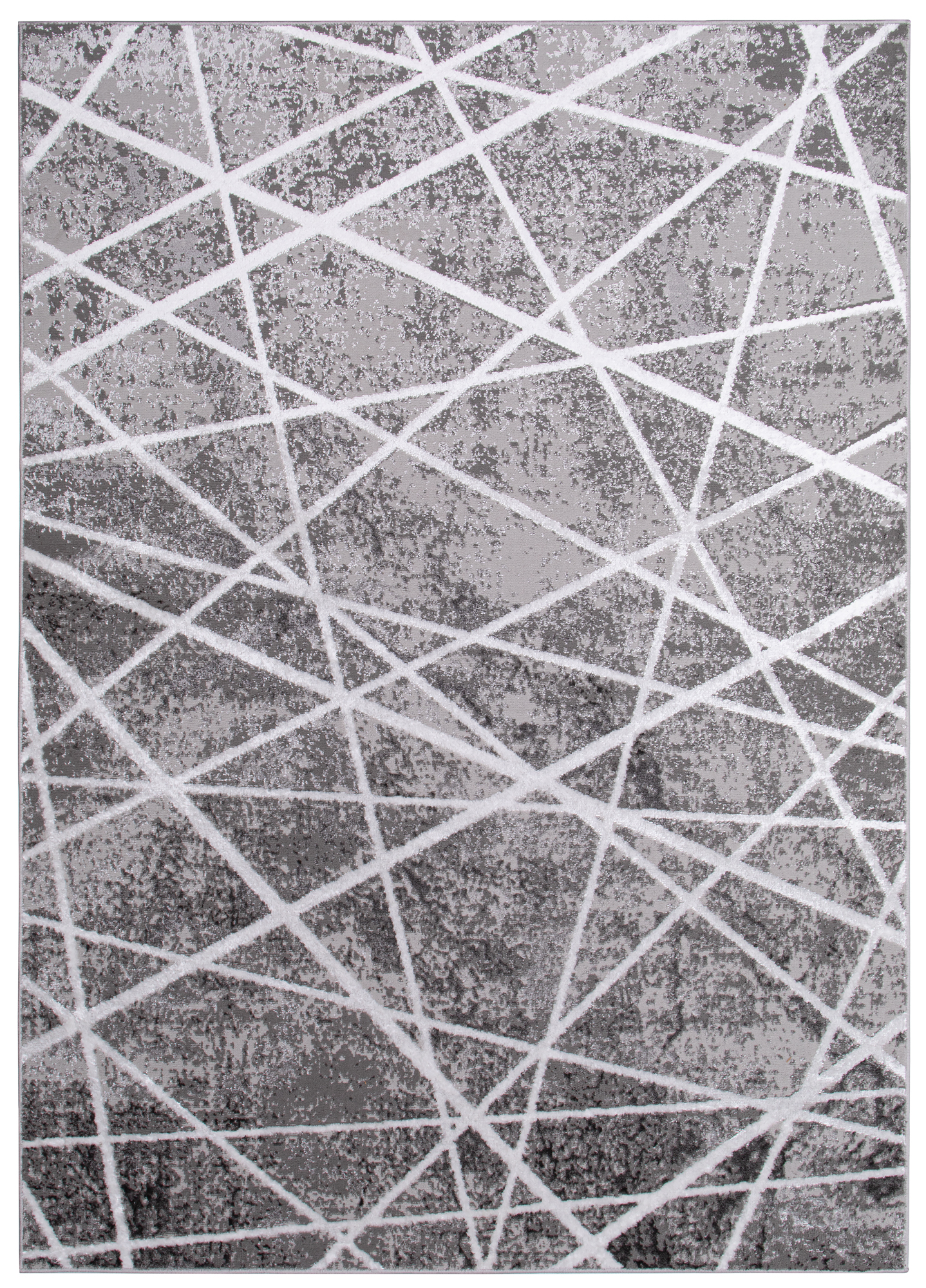 Teppich Crystal Grau Weiß Geometrisch Linien 3D Effekt
