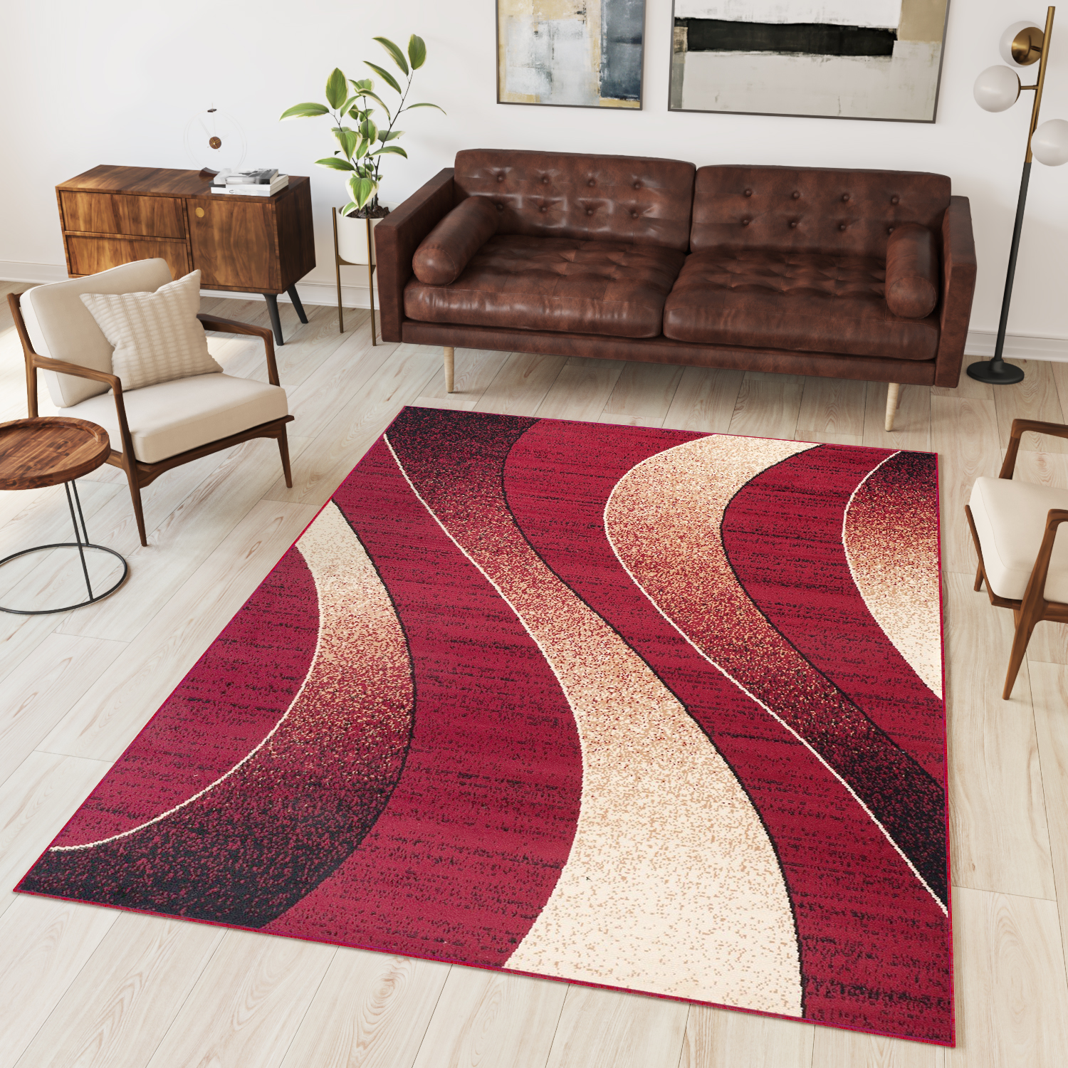 Teppich Dream Modern Rot Beige Wellen