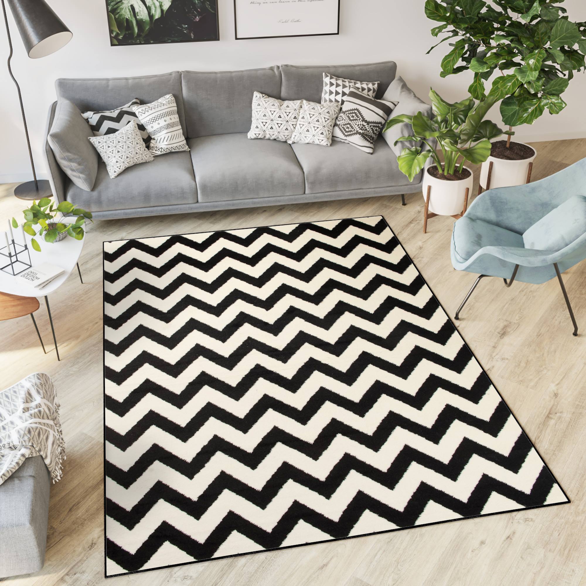 Teppich Dream Schwarz Creme Geometrisch Zigzag