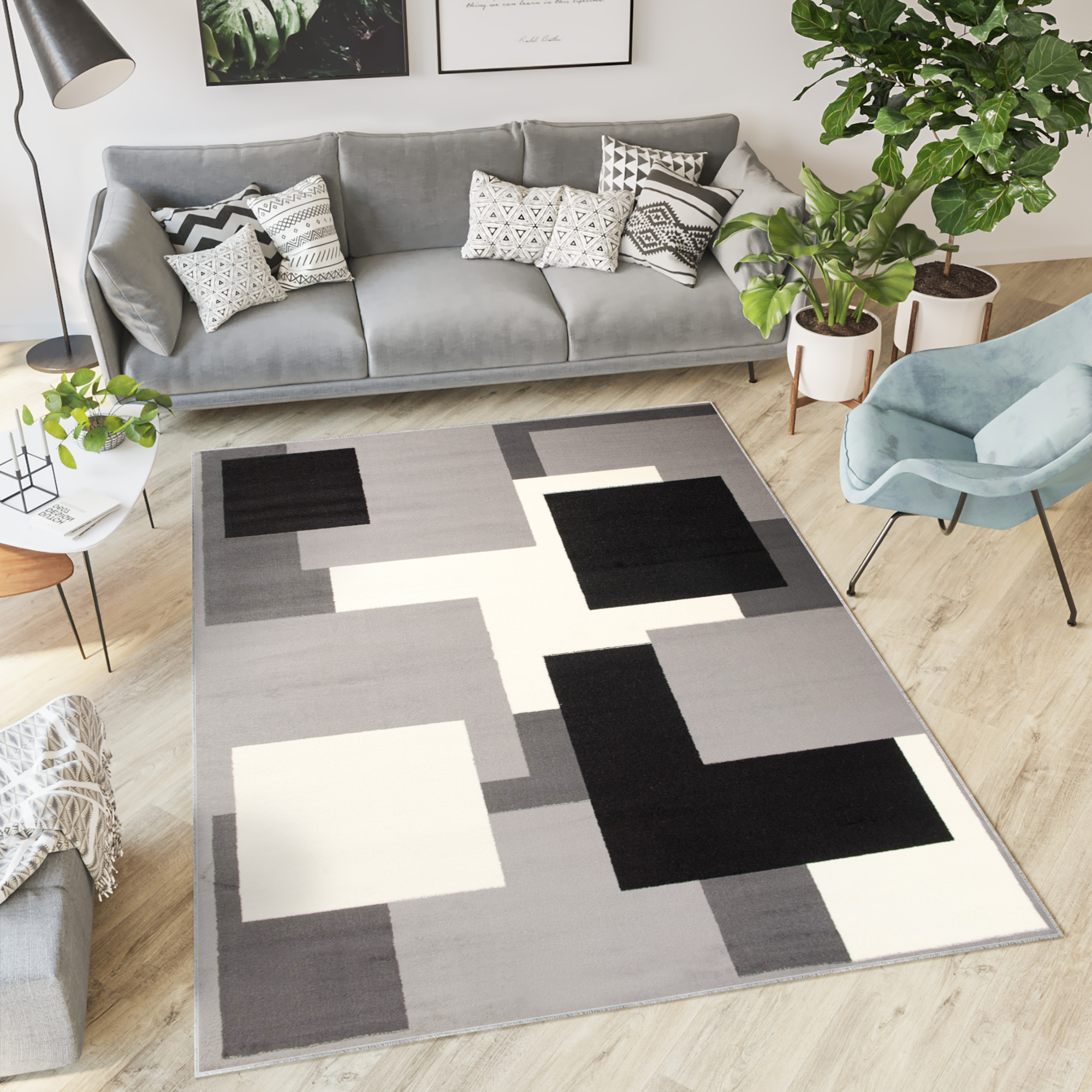 Teppich Dream Grau Geometrisch Quadrate