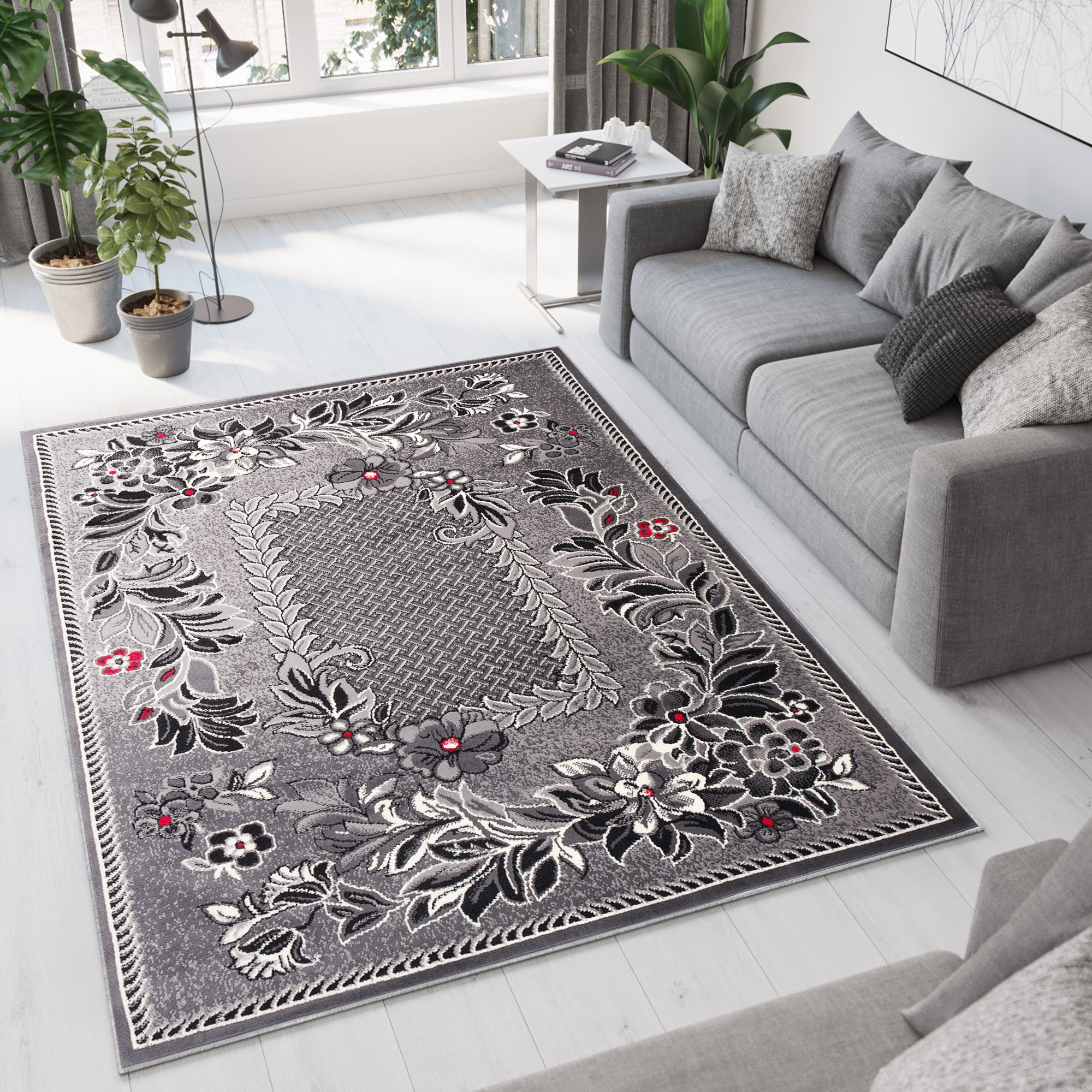 Teppich Dream Traditionell Grau Blumen Motiv