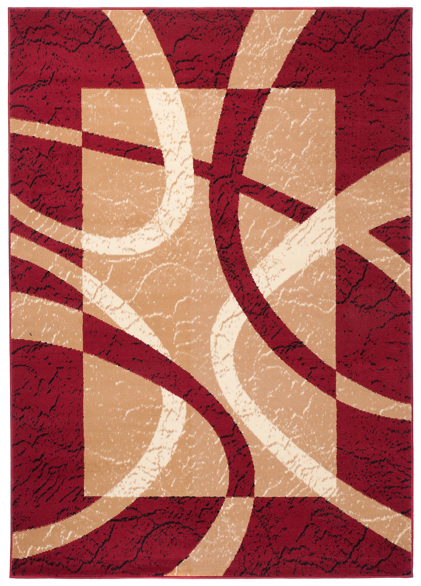 Teppich Dream Rot Creme Rahmen Linien
