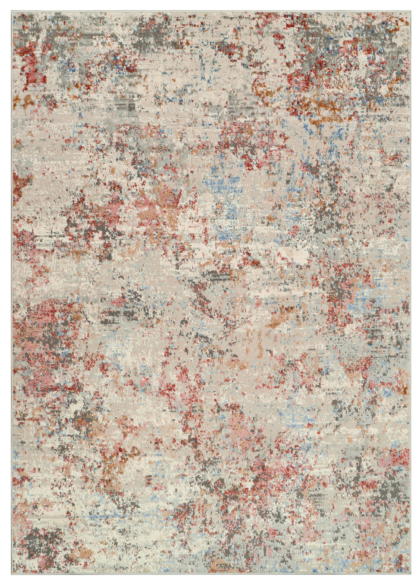 Teppich Retro Grau Rostbraun Blau Melange Abstrakt