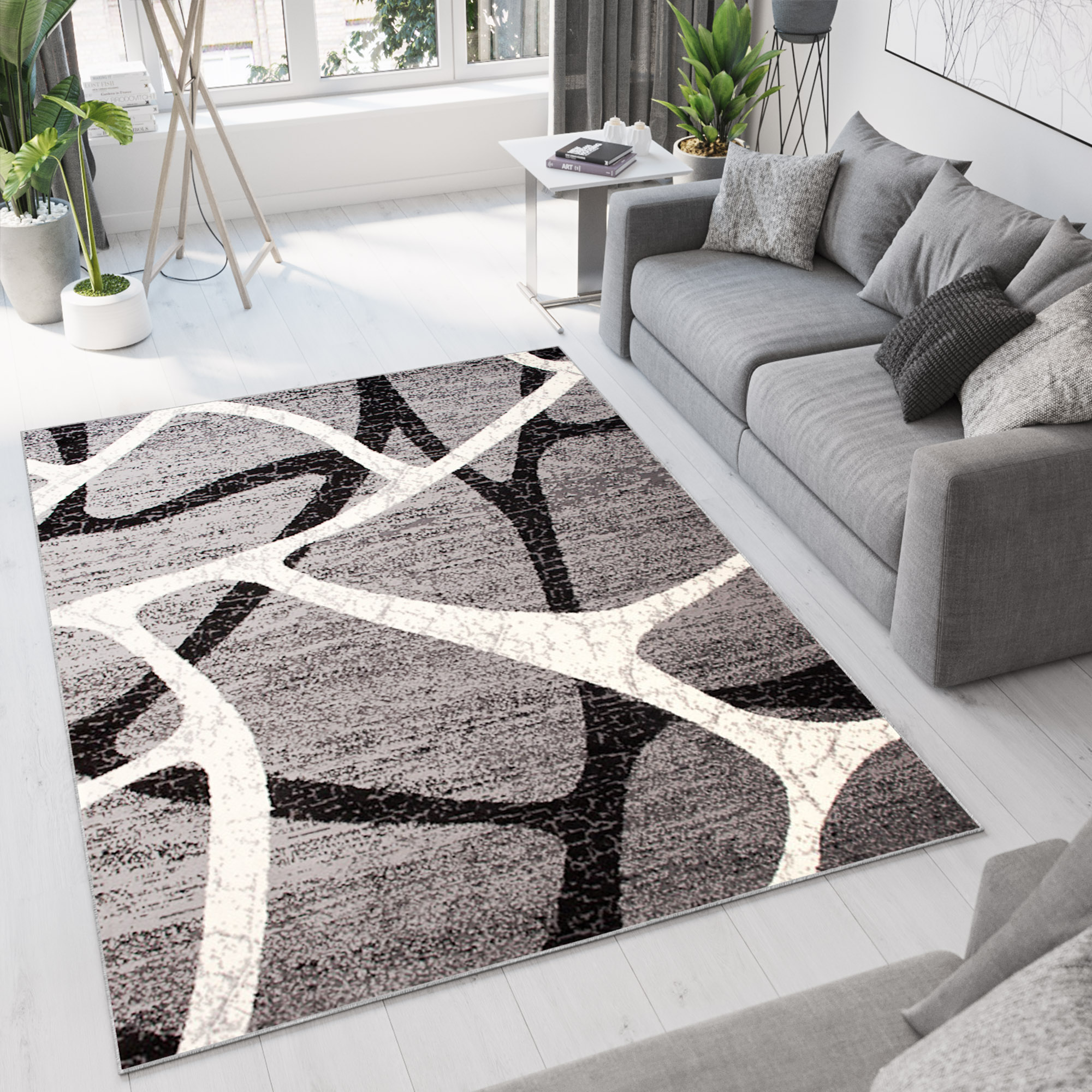 Teppich Dream Grau Schwarz Modern Spinnennetz