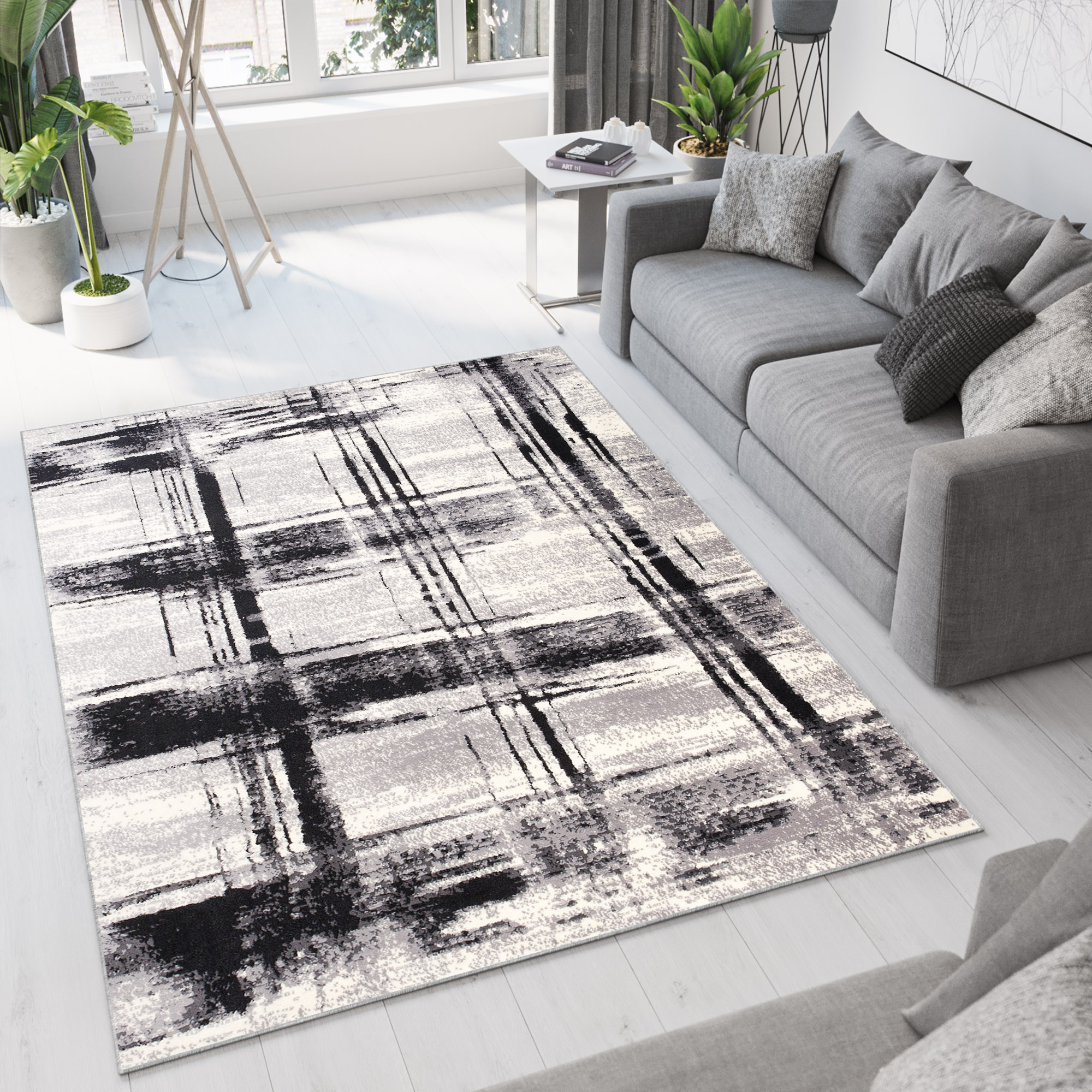 Teppich Dream Grau Schwarz Geometrisch Gitter