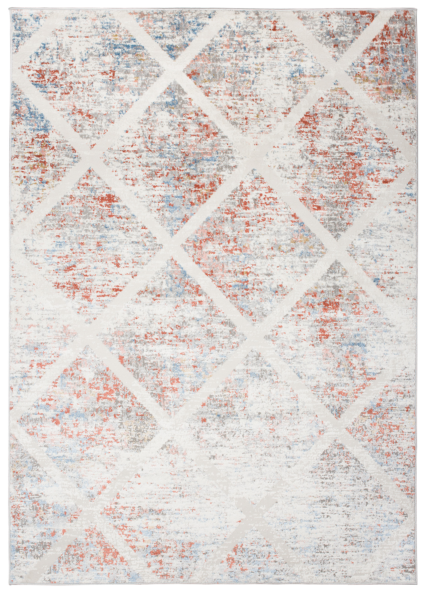 Teppich Valley Grau Lachsfarbe Geometrisch Gitter