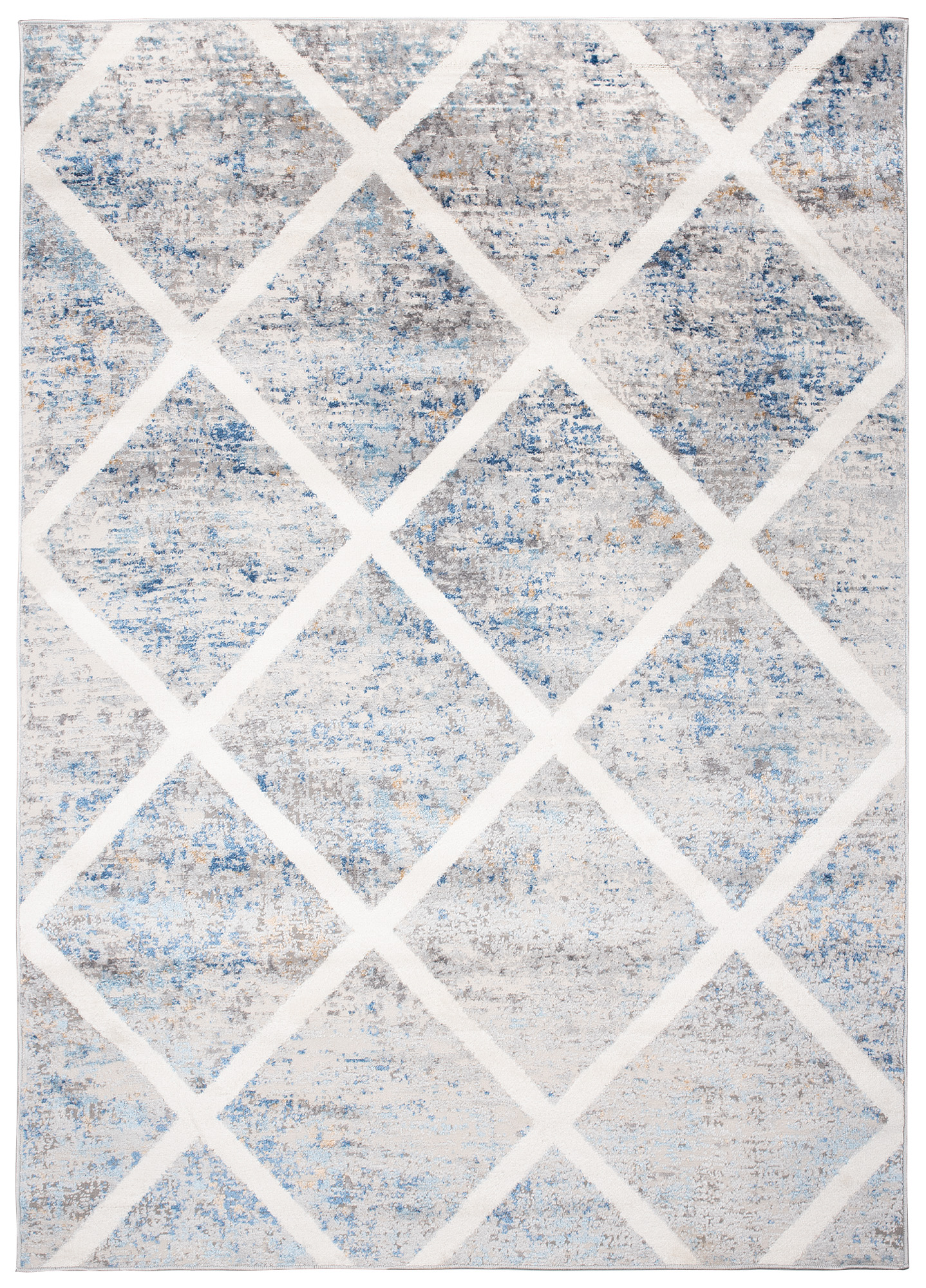 Teppich Valley Grau Blau Geometrisch Gitter