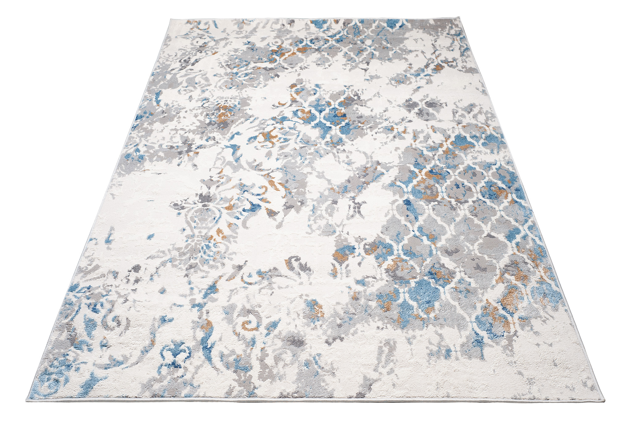 Teppich Valley Grau Blau Vintage Gitter