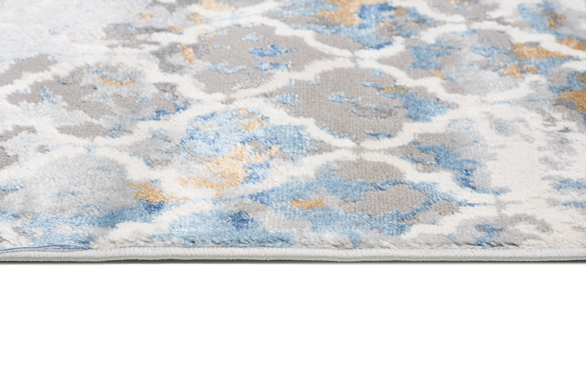 Teppich Valley Grau Blau Vintage Gitter