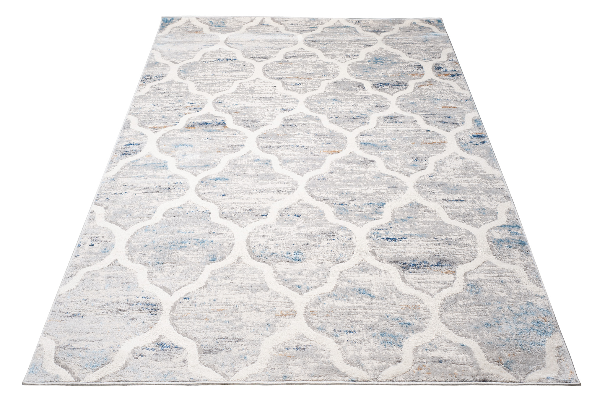 Teppich Valley Grau Blau Marokkanisch Gitter