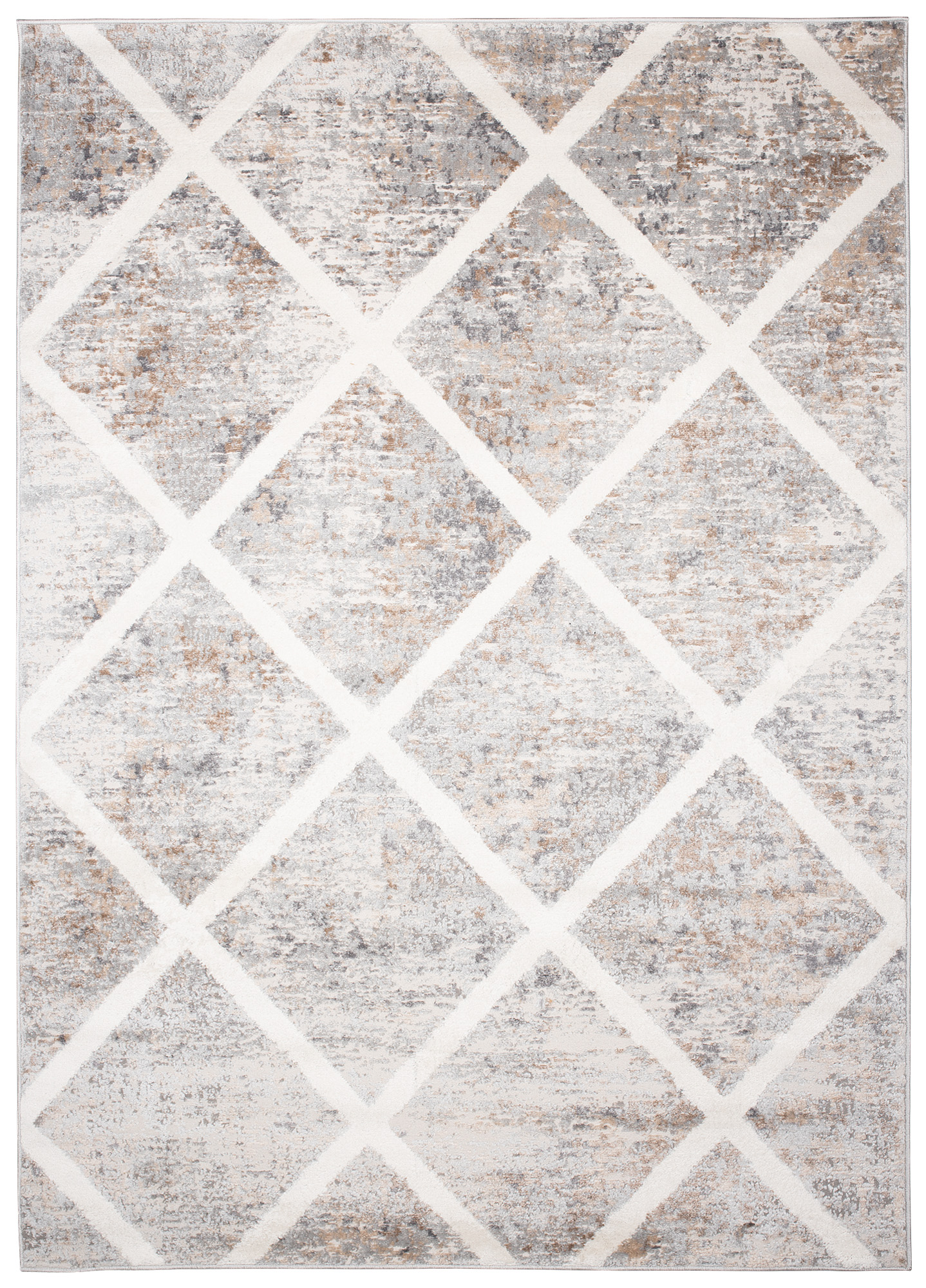 Teppich Valley Grau Kupferfarbe Geometrisch Gitter