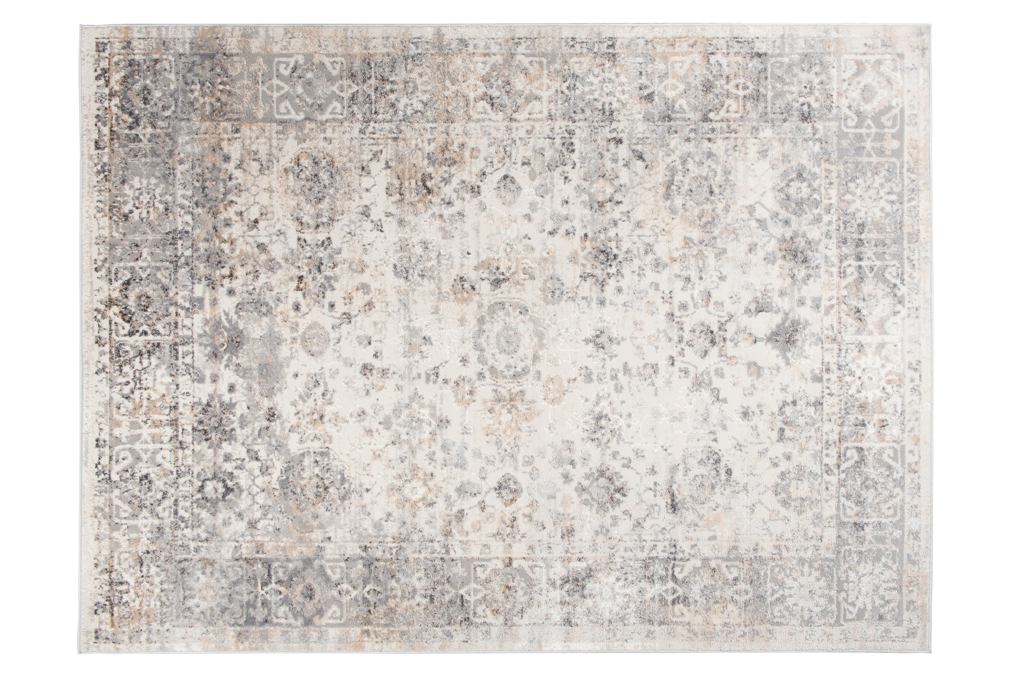 Teppich Valley Grau Beige Ornamente Rahmen