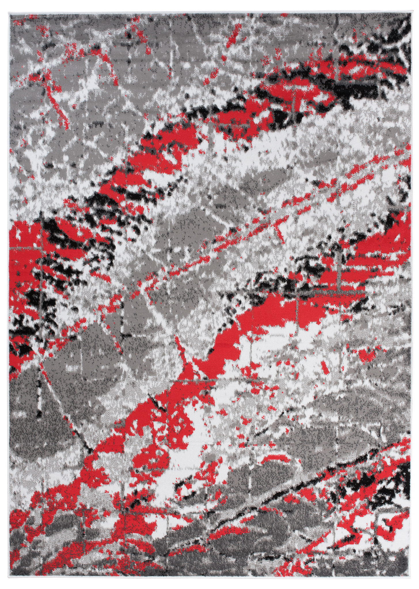 Teppich Maya Grau Rot Modern