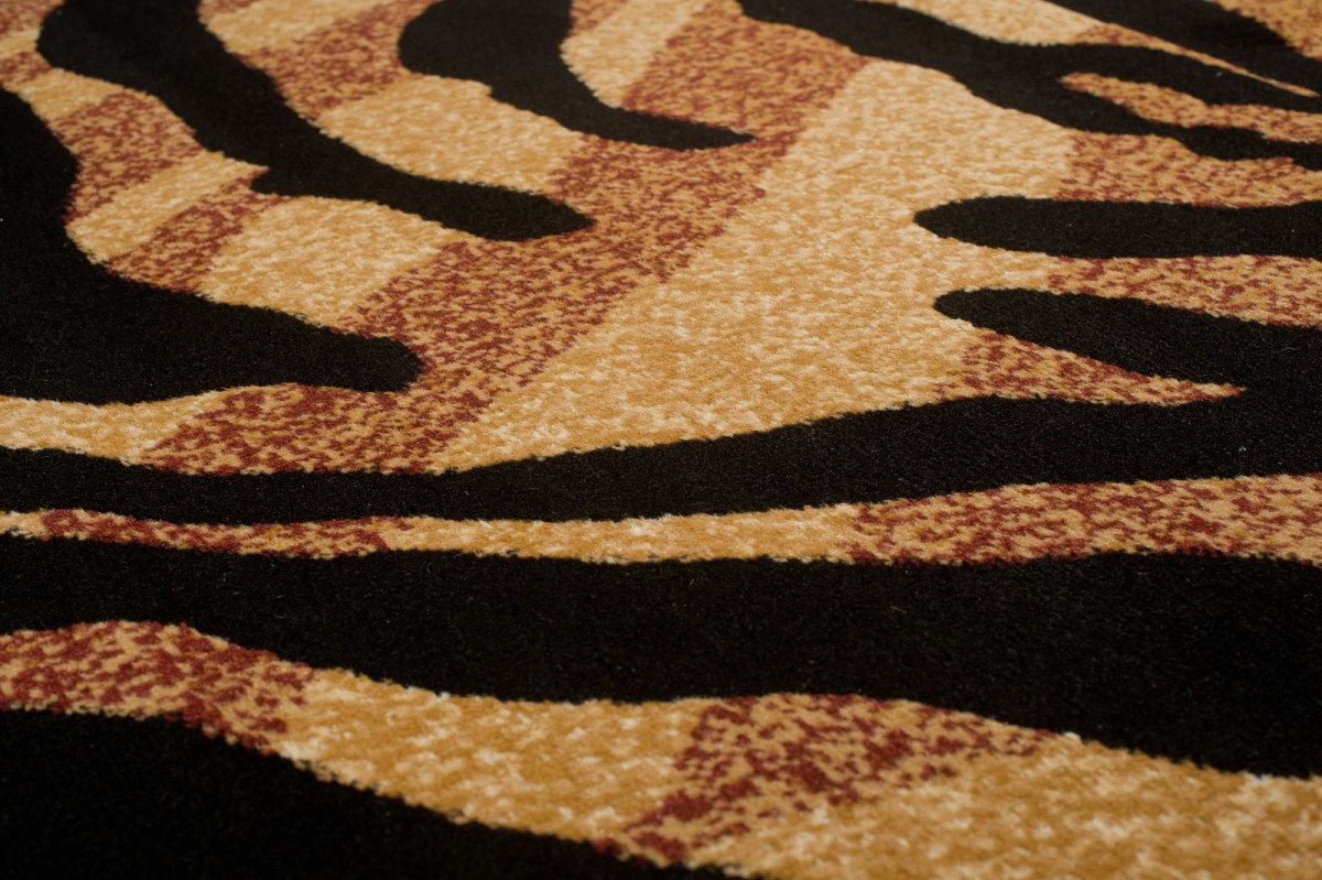 Teppich Atlas Schwarz Beige Tier Print Tiger