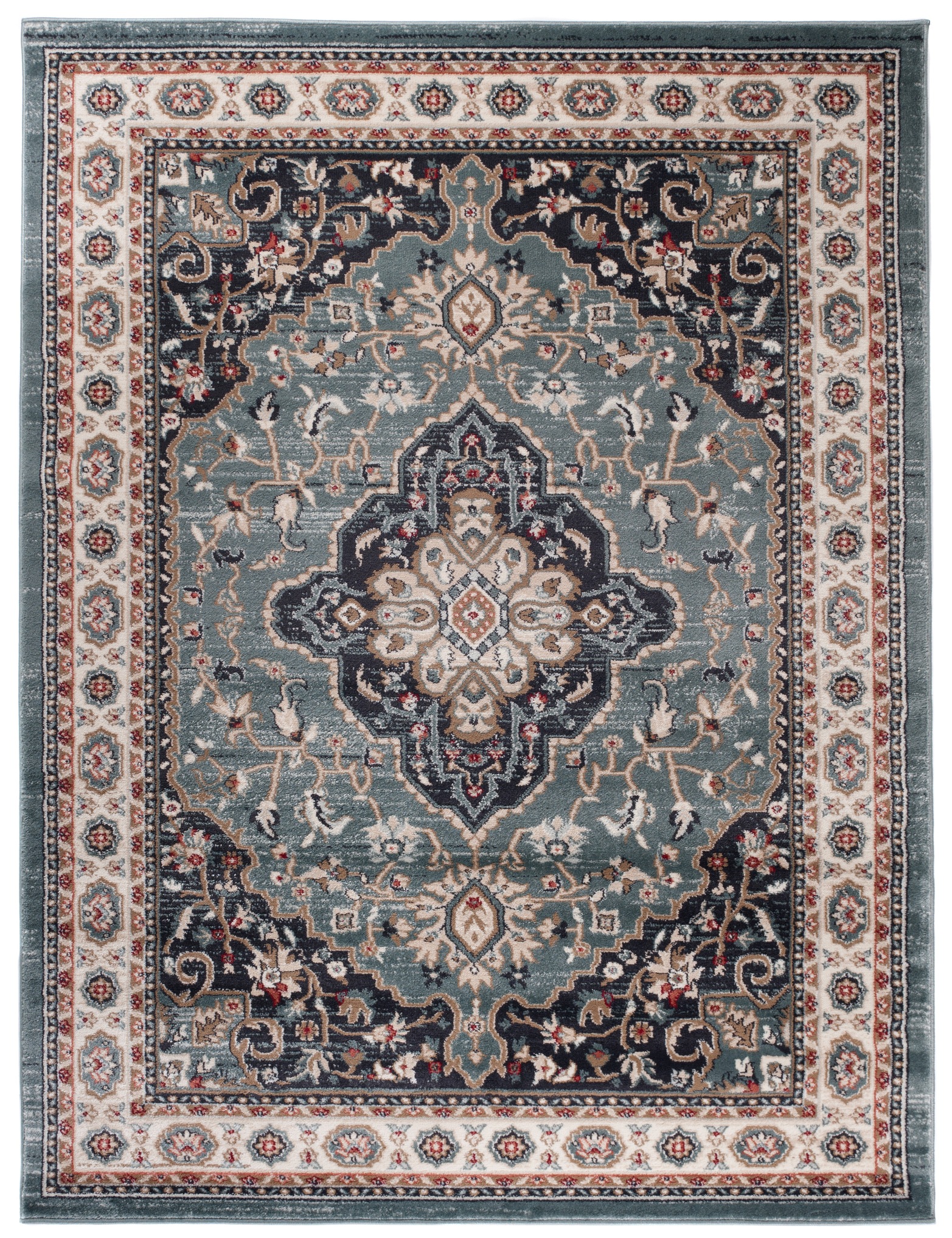 Teppich Colorado Traditionell Blau Creme Ornament