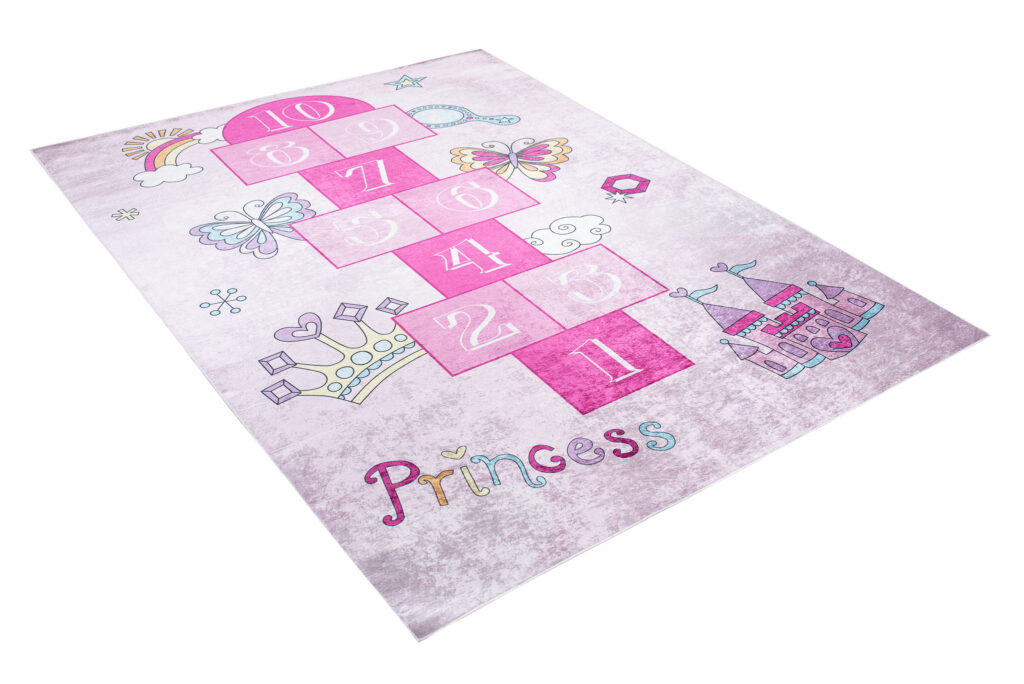 Teppich Emma Kinderzimmer Rosa Himmel und Hölle Rutschfest