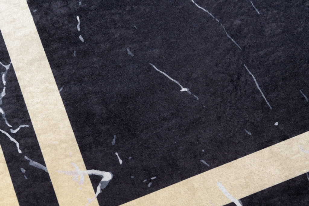 Teppich Toscana Fransen Schwarz Gold Rahmen