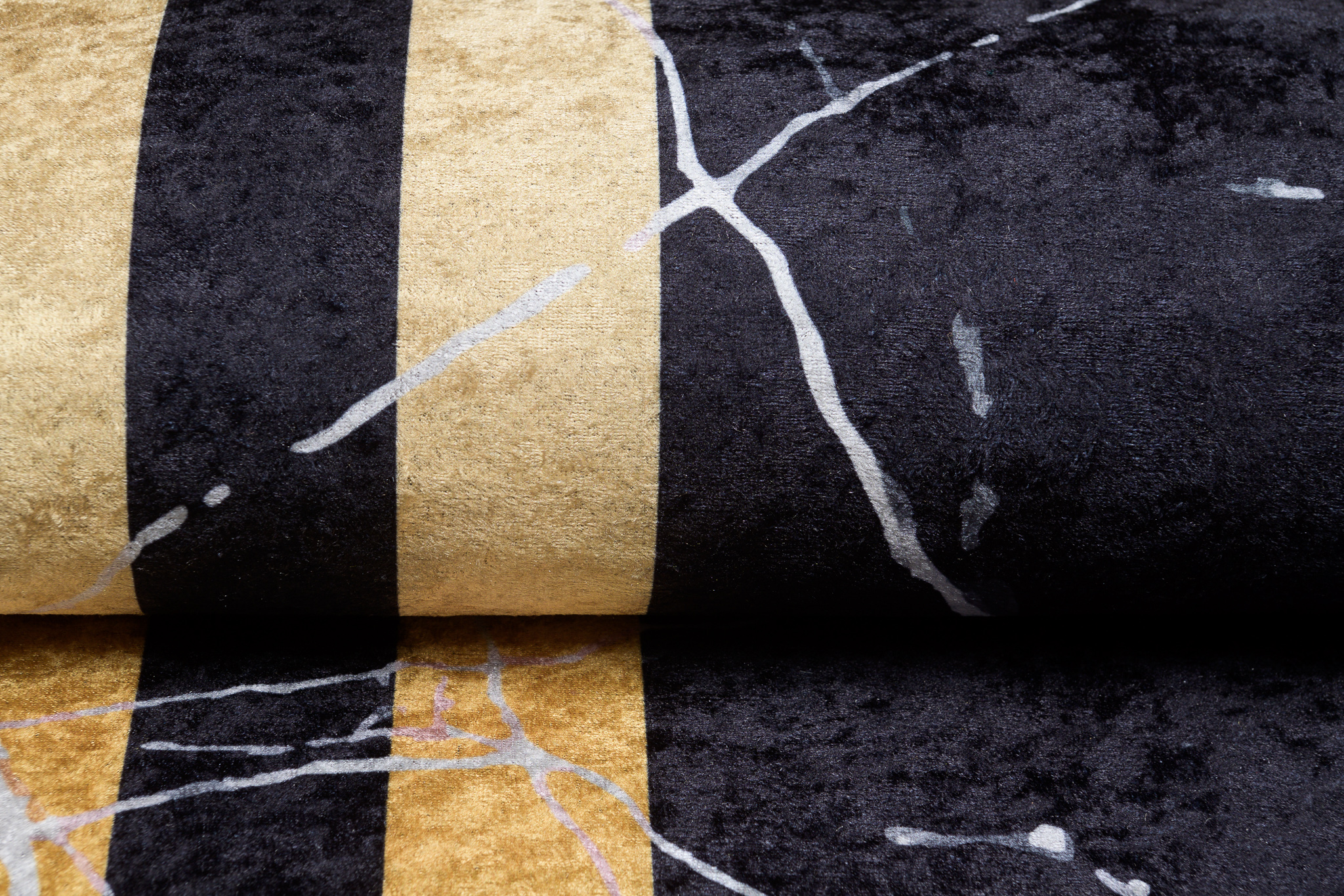 Teppich Toscana Fransen Schwarz Gold Rahmen