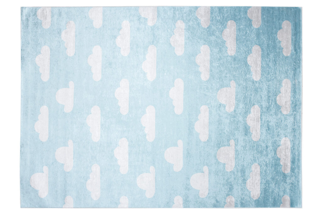 Teppich Emma Kinderzimmer Hellblau Wolken Rutschfest