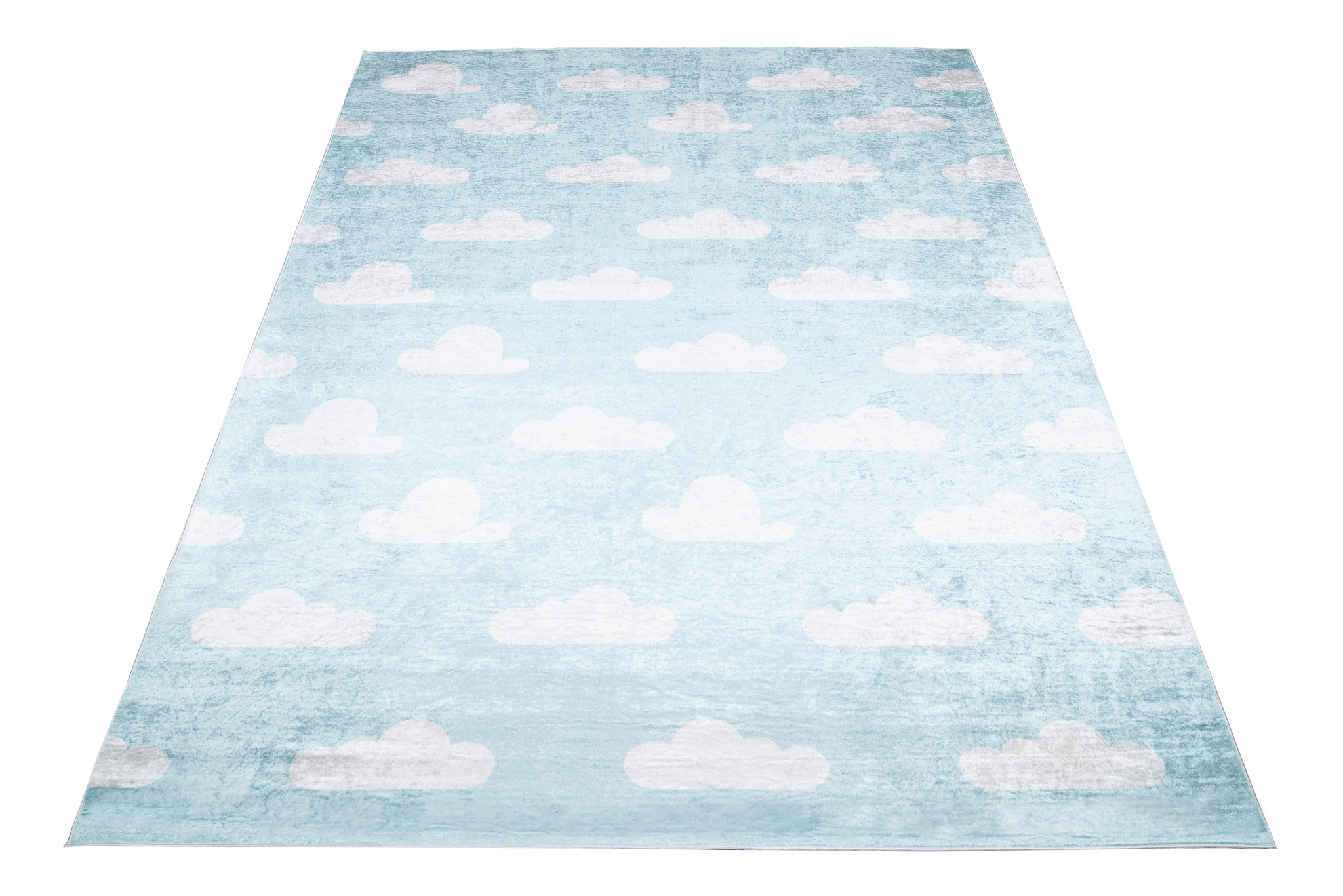 Teppich Emma Kinderzimmer Hellblau Wolken Rutschfest
