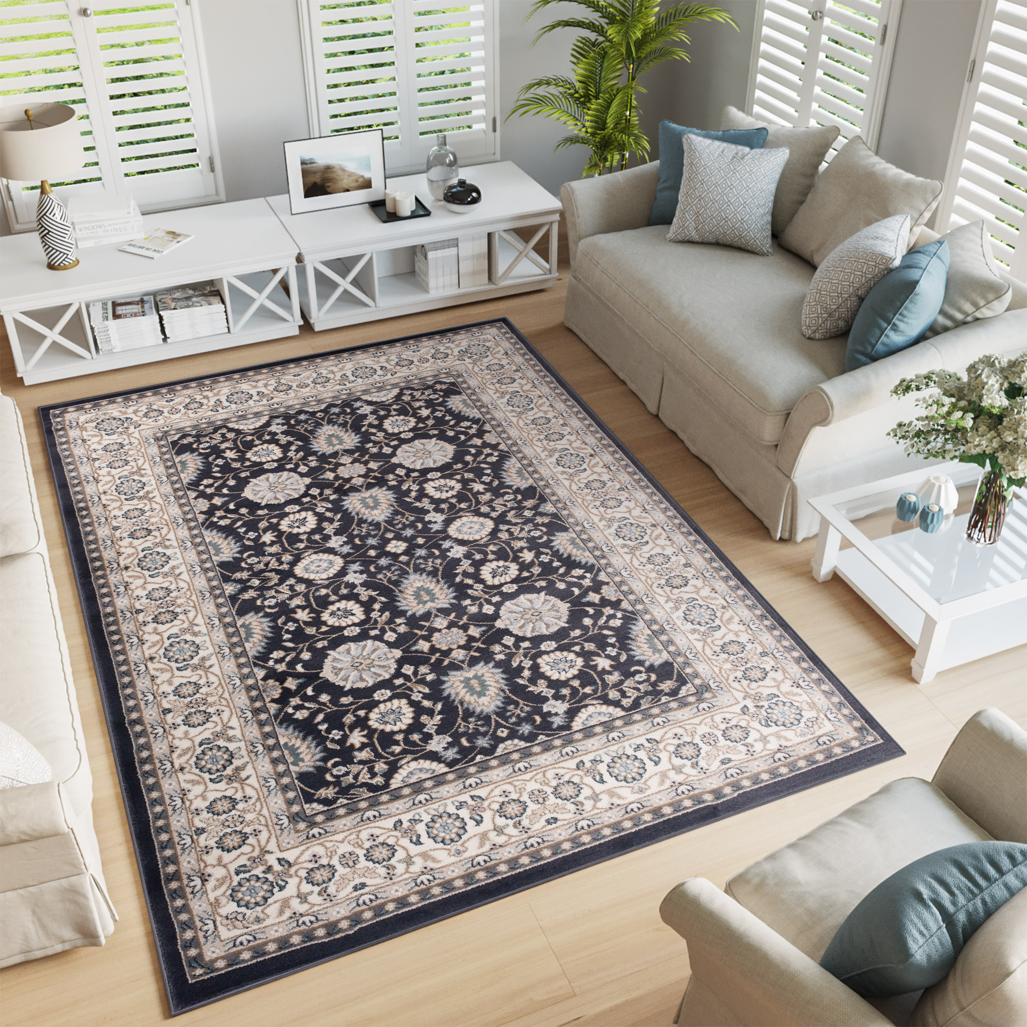 Teppich Colorado Traditionell Schwarz Beige