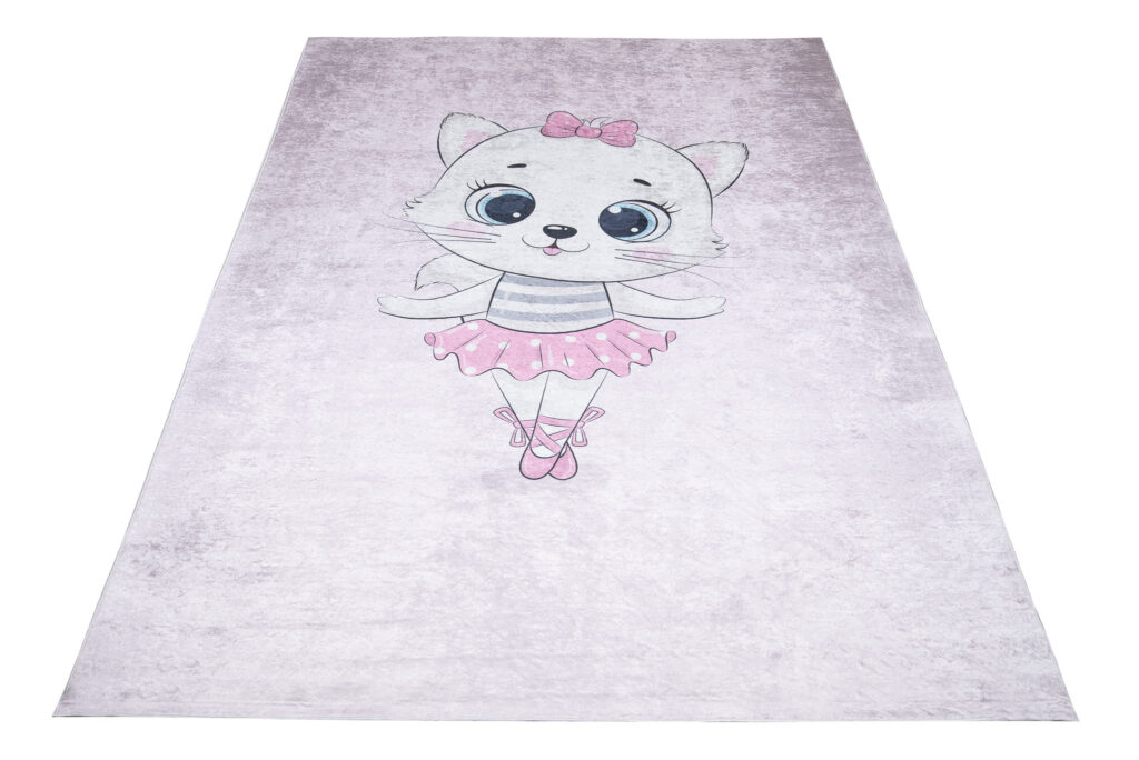Teppich Emma Kinderzimmer Rosa Katze Ballett Rutschfest