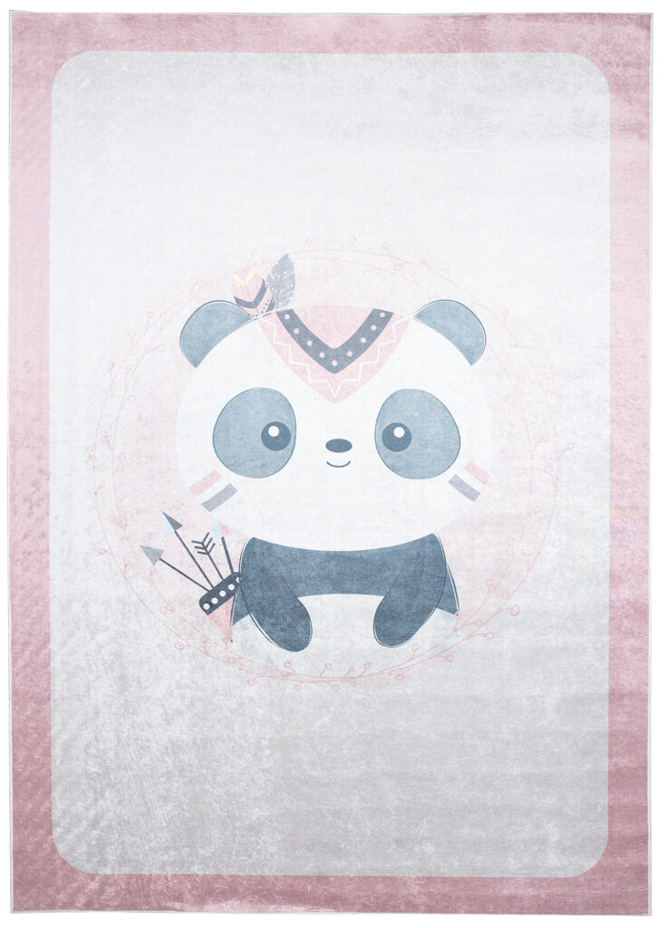 Teppich Emma Rutschfest Waschbar Rosa Panda