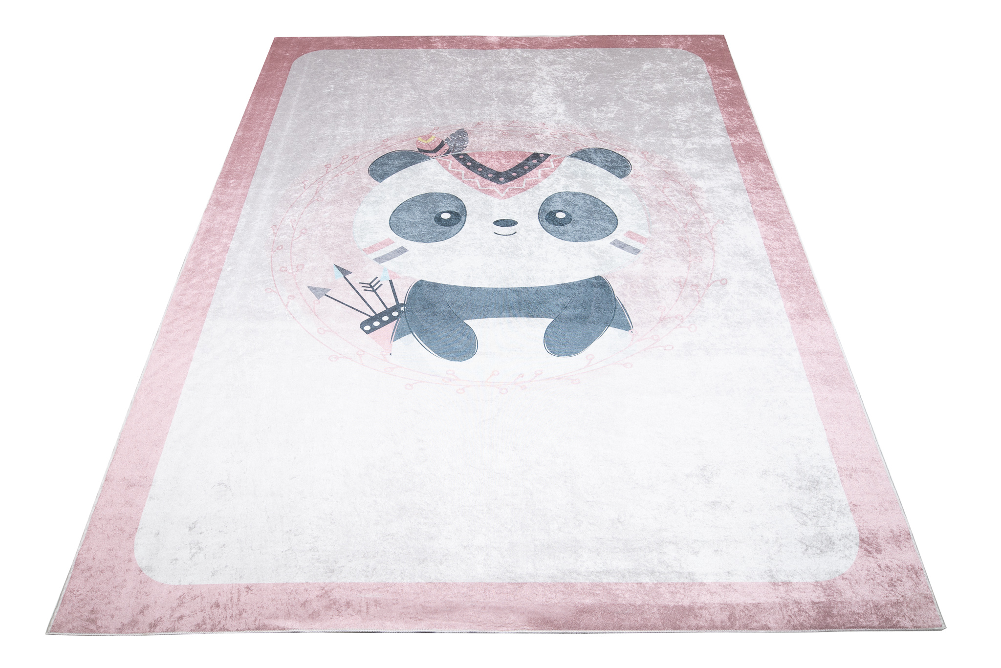 Teppich Emma Rutschfest Waschbar Rosa Panda