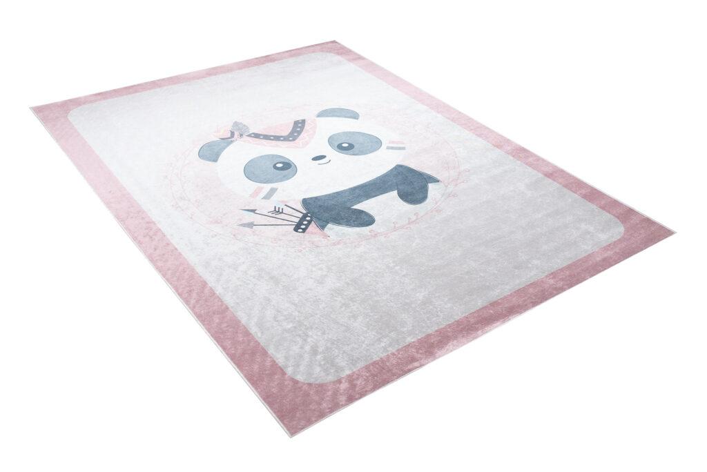Teppich Emma Rutschfest Waschbar Rosa Panda