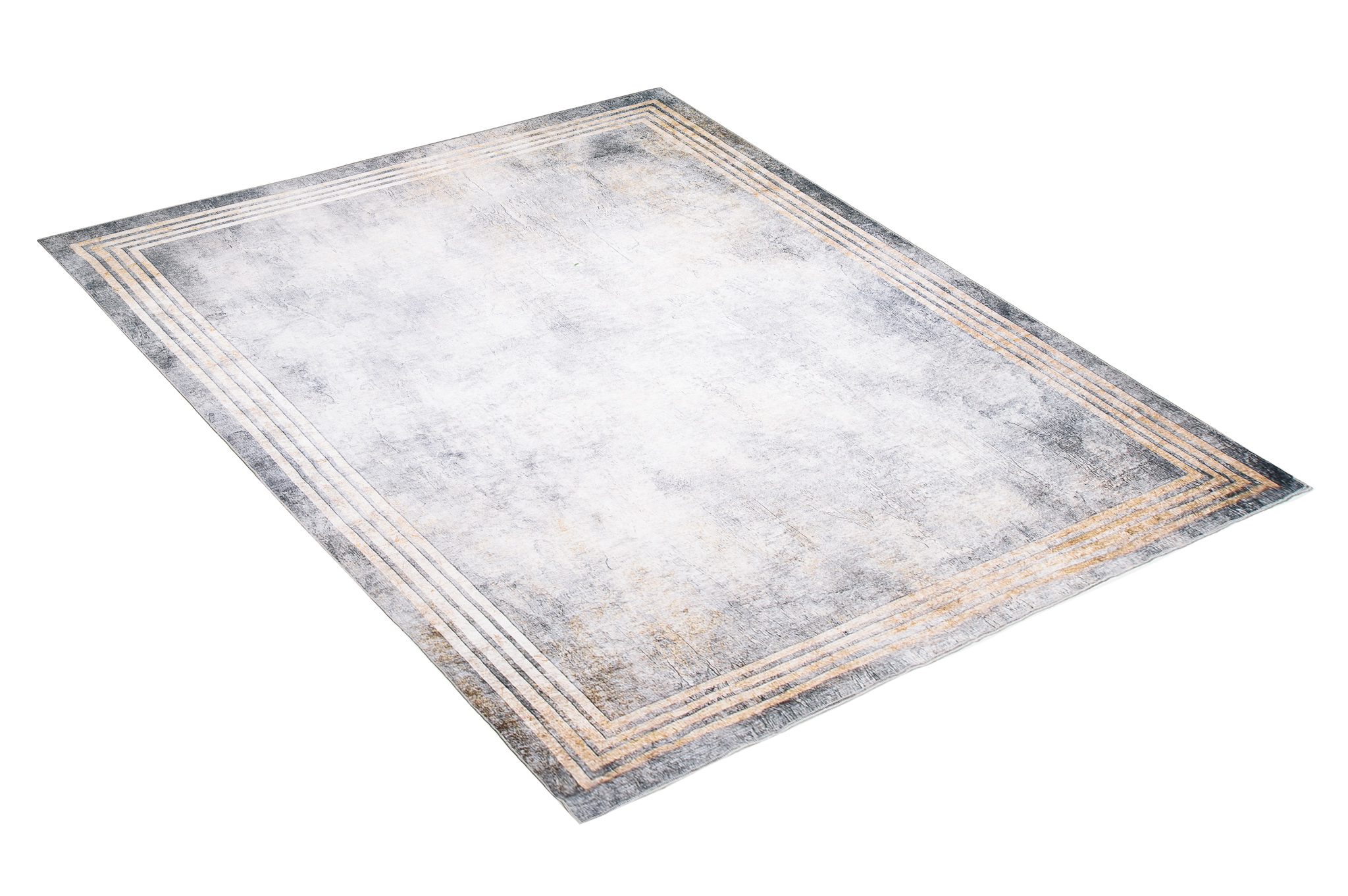 Teppich Toscana Meliert Grau Gold Rahmen