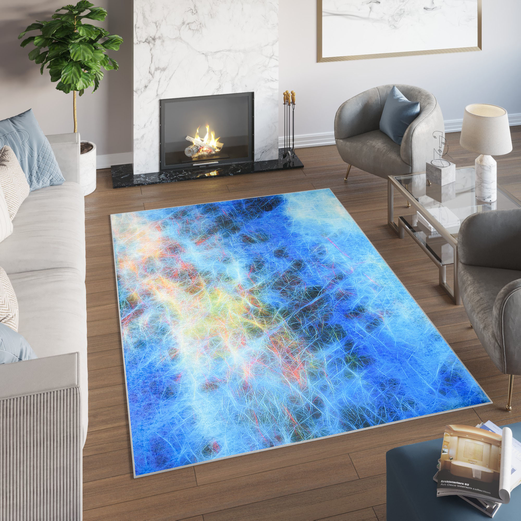 Teppich Toscana Abstrakt Neon Netz Rutschfest