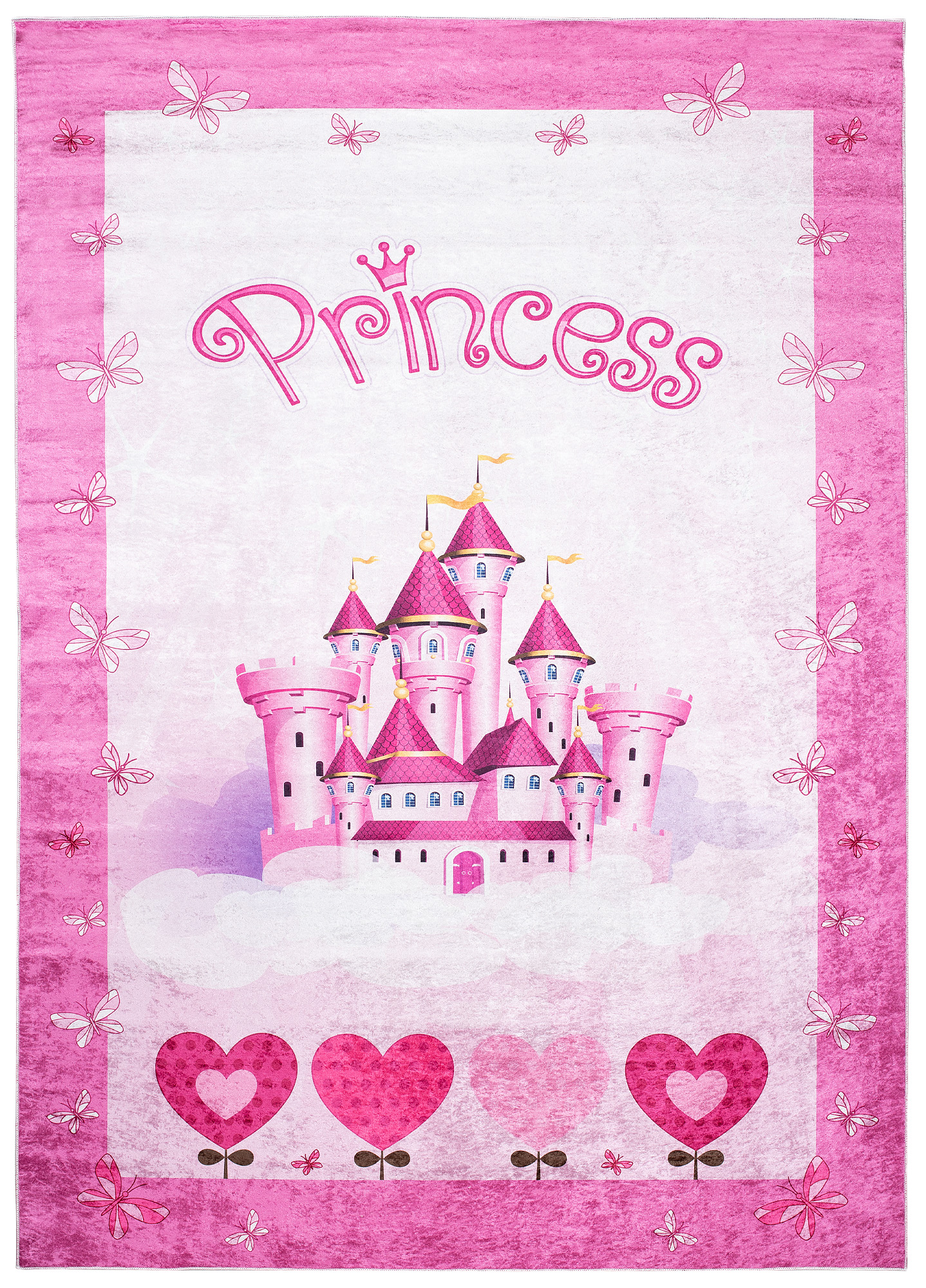 Teppich Emma Kinderzimmer Rosa Schloss Prinzessin Rutschfest