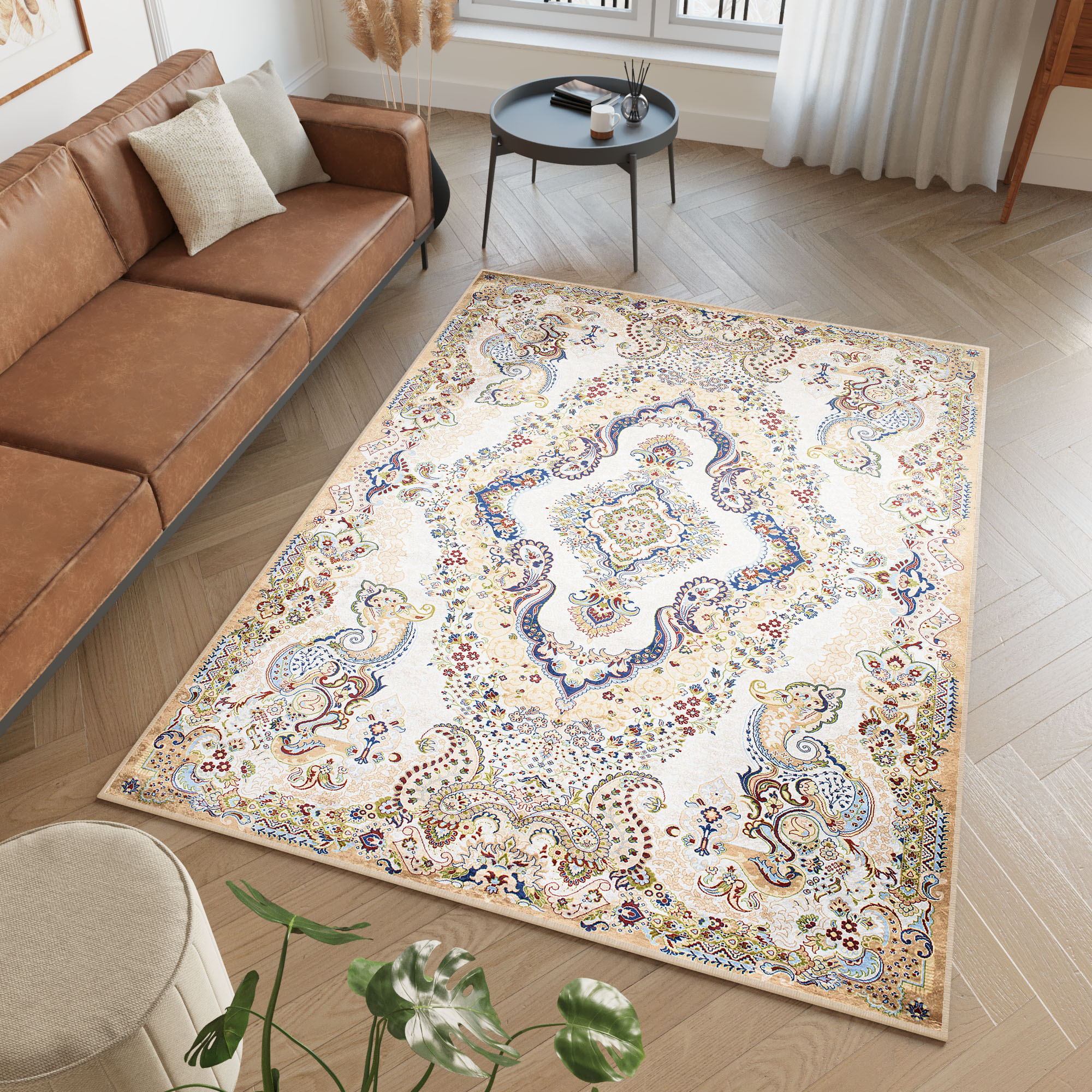 Teppich Victoria Creme Marineblau Traditionell
