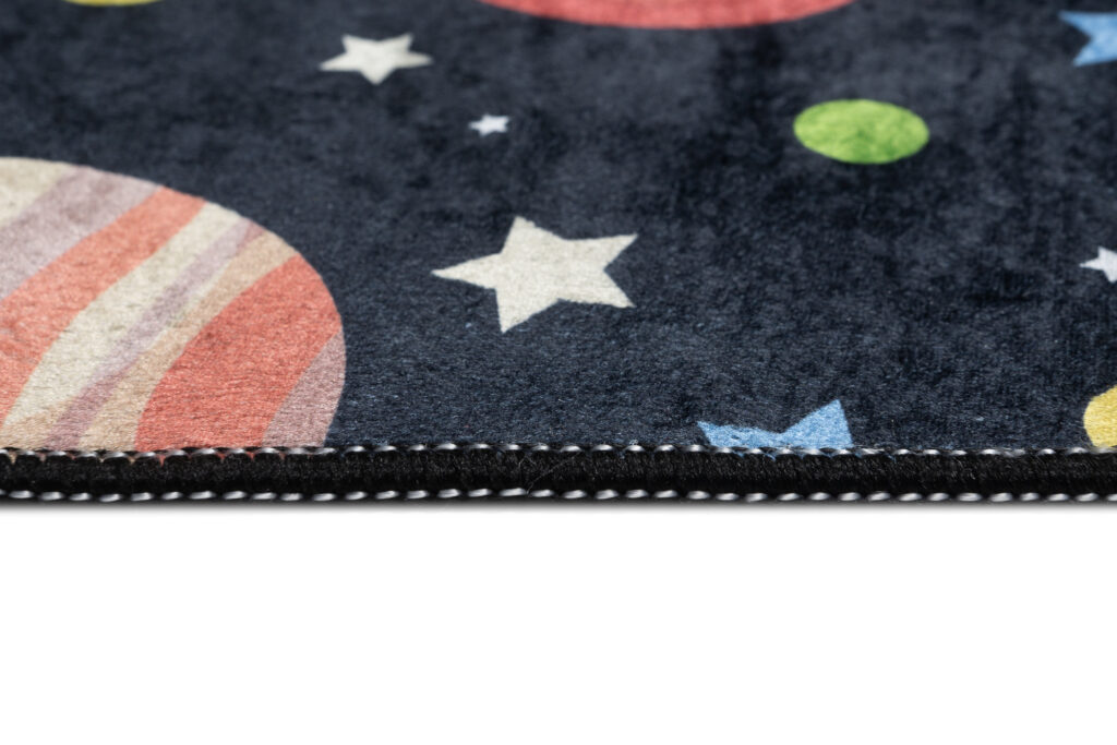 Teppich Emma Kinderzimmer Dunkel Kosmos Planeten Rutschfest