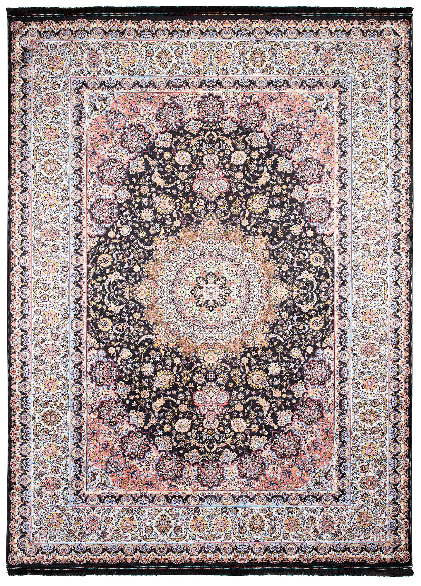Teppich Victoria Fransen Dunkel Große Rosette