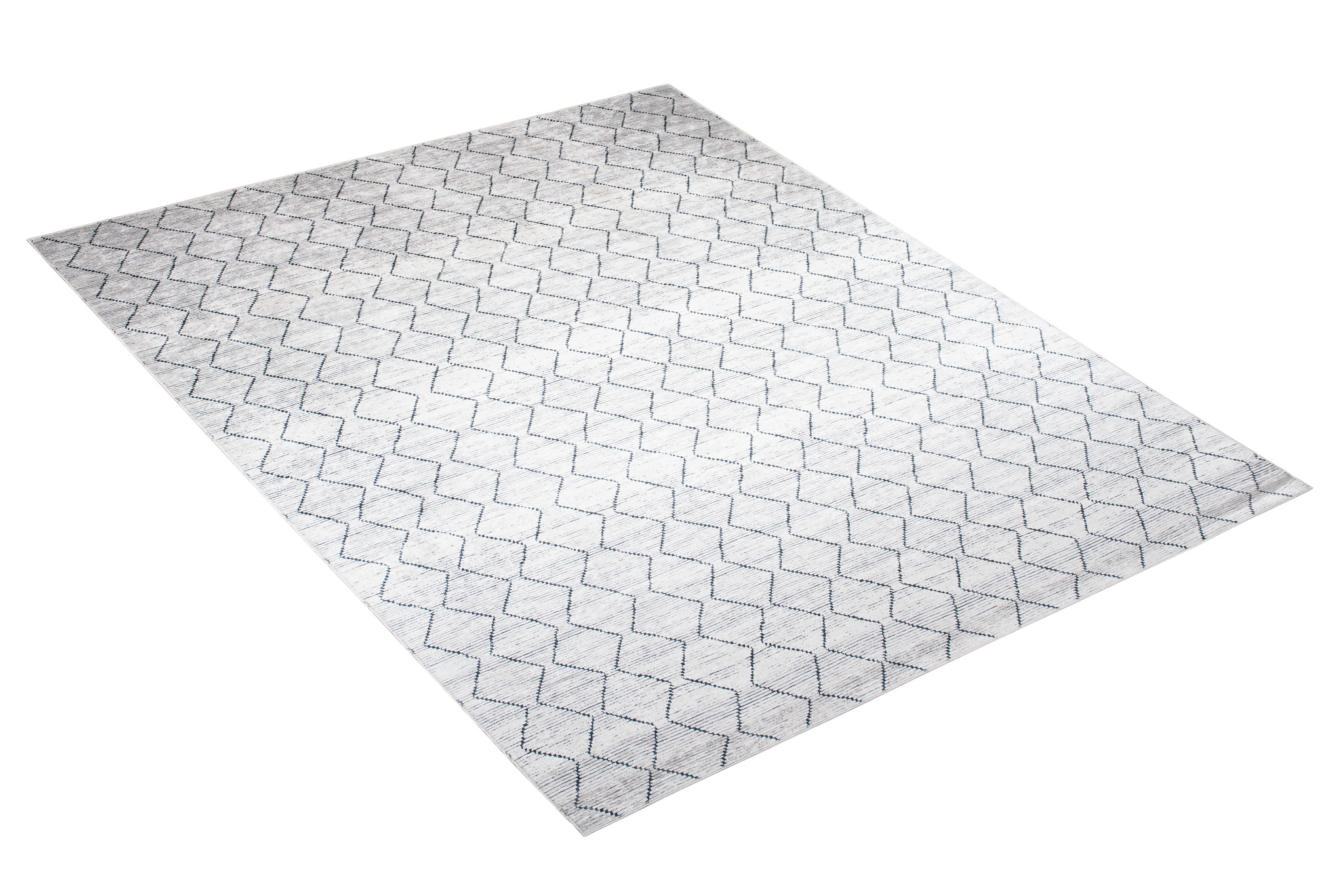 Teppich Toscana Geometrisch Grau Marineblau Zickzack