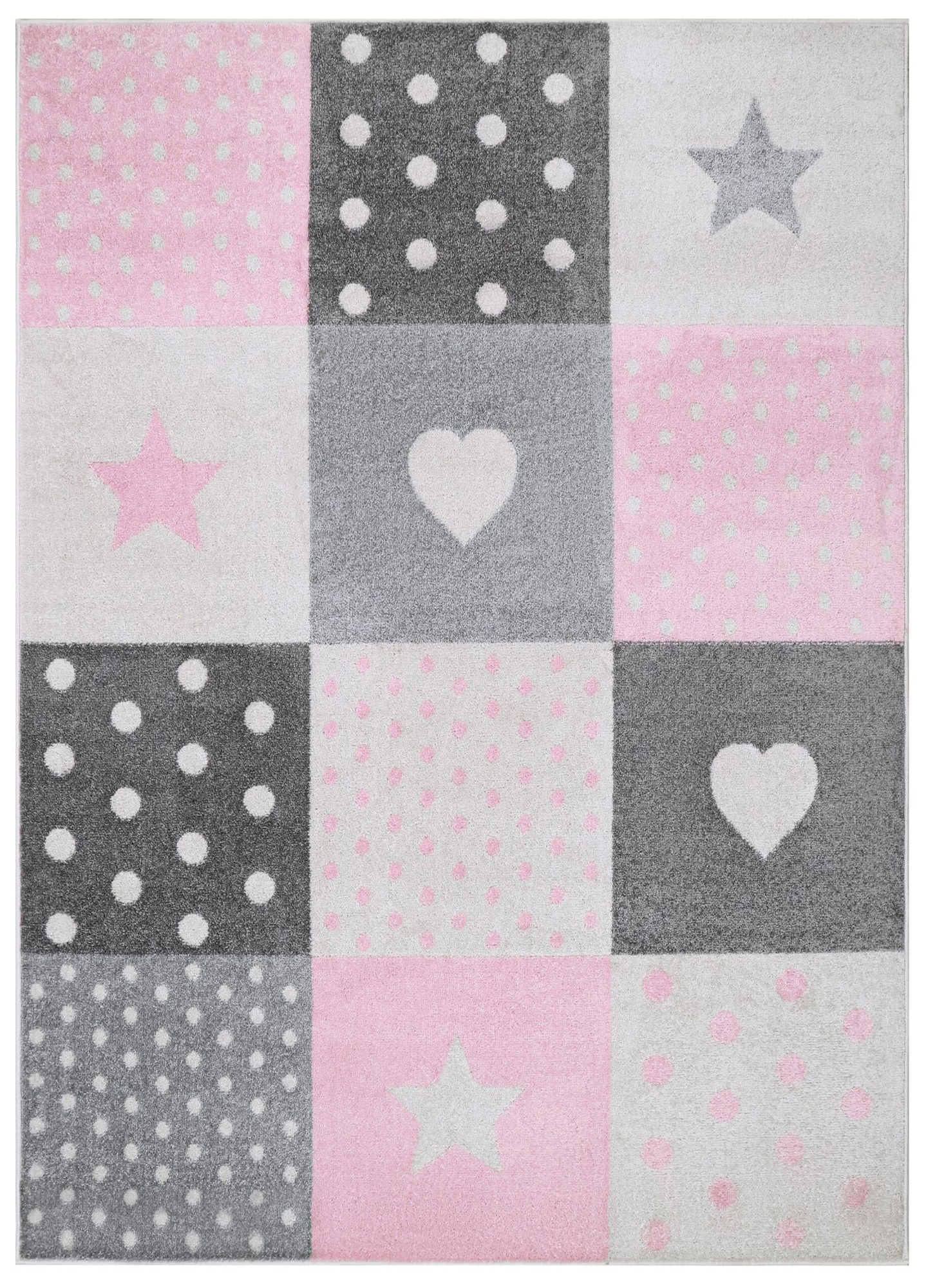Teppich Lazur Grau Rosa Vierecke Kinderzimmer