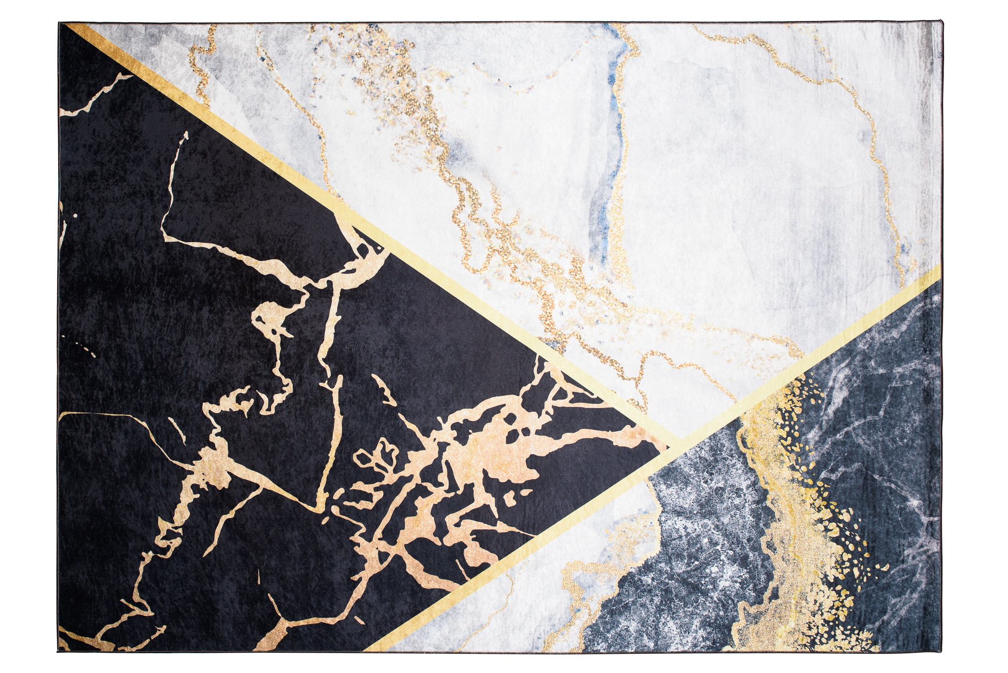 Teppich Toscana Schwarz Grau Golden Marmor