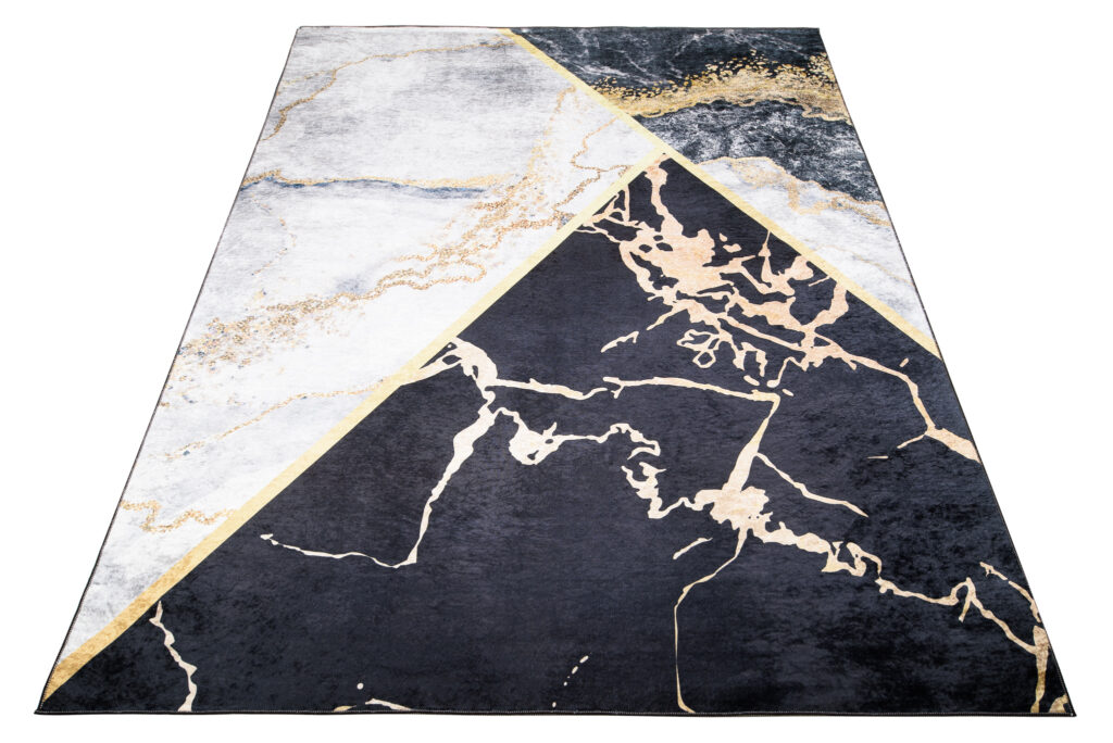 Teppich Toscana Schwarz Grau Golden Marmor
