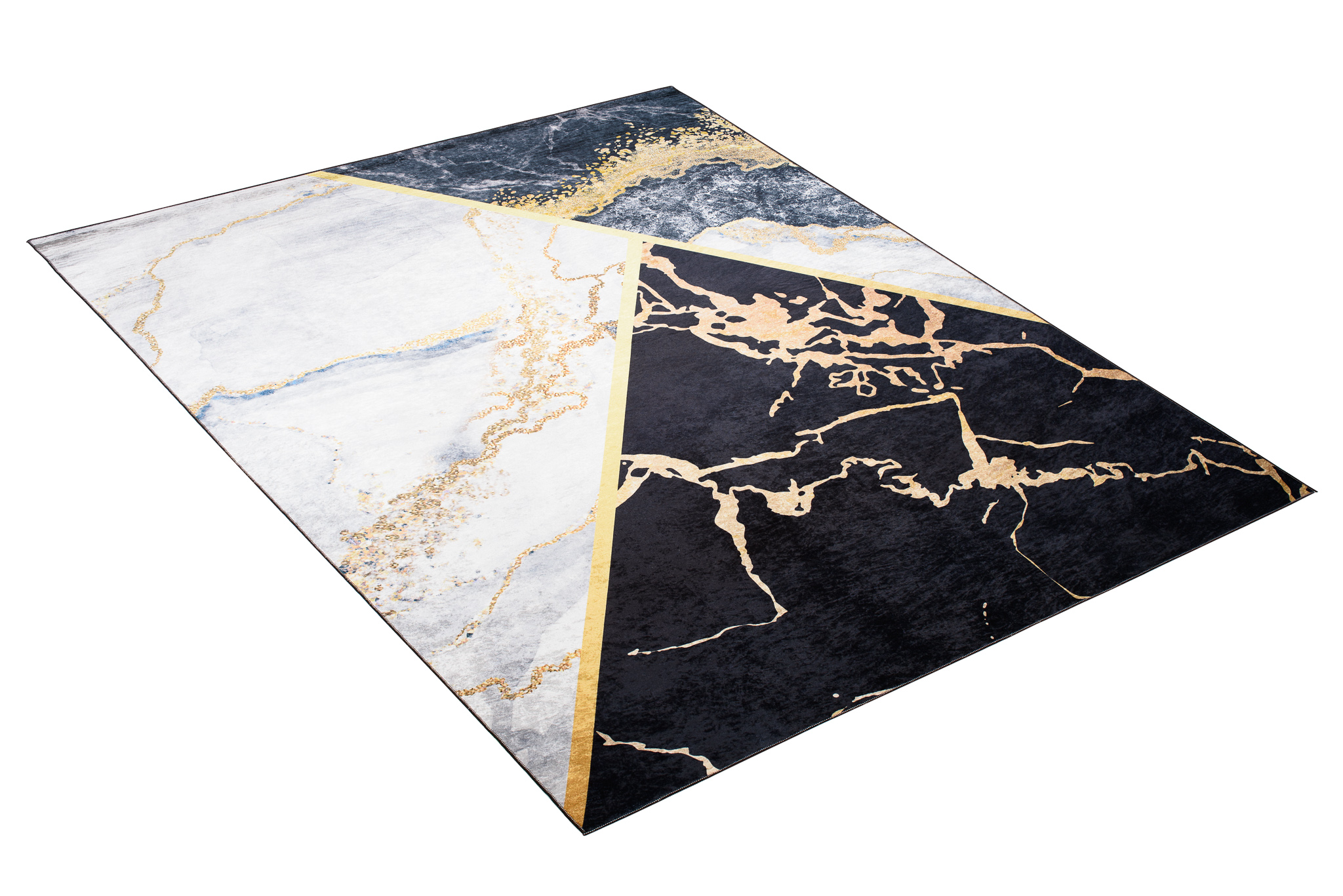 Teppich Toscana Schwarz Grau Golden Marmor
