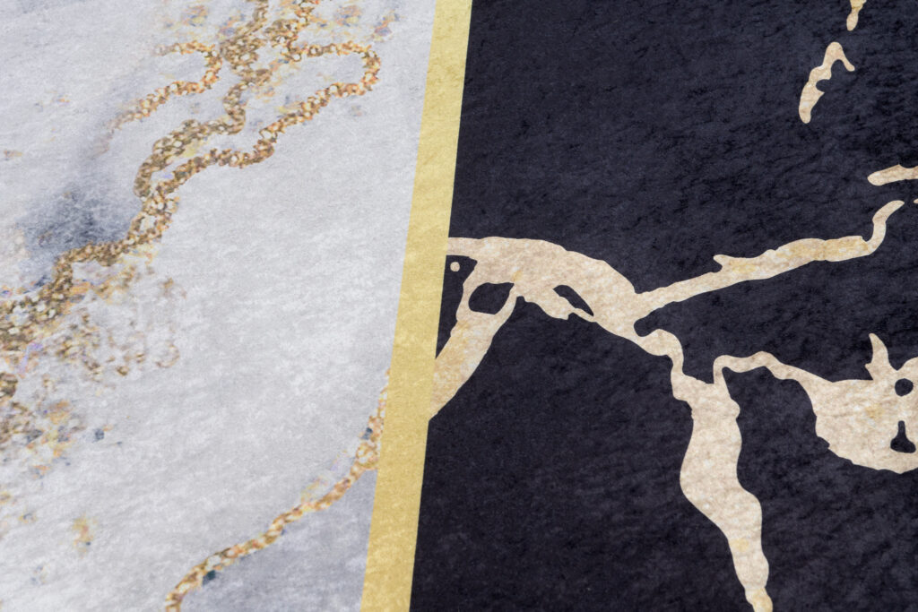 Teppich Toscana Schwarz Grau Golden Marmor