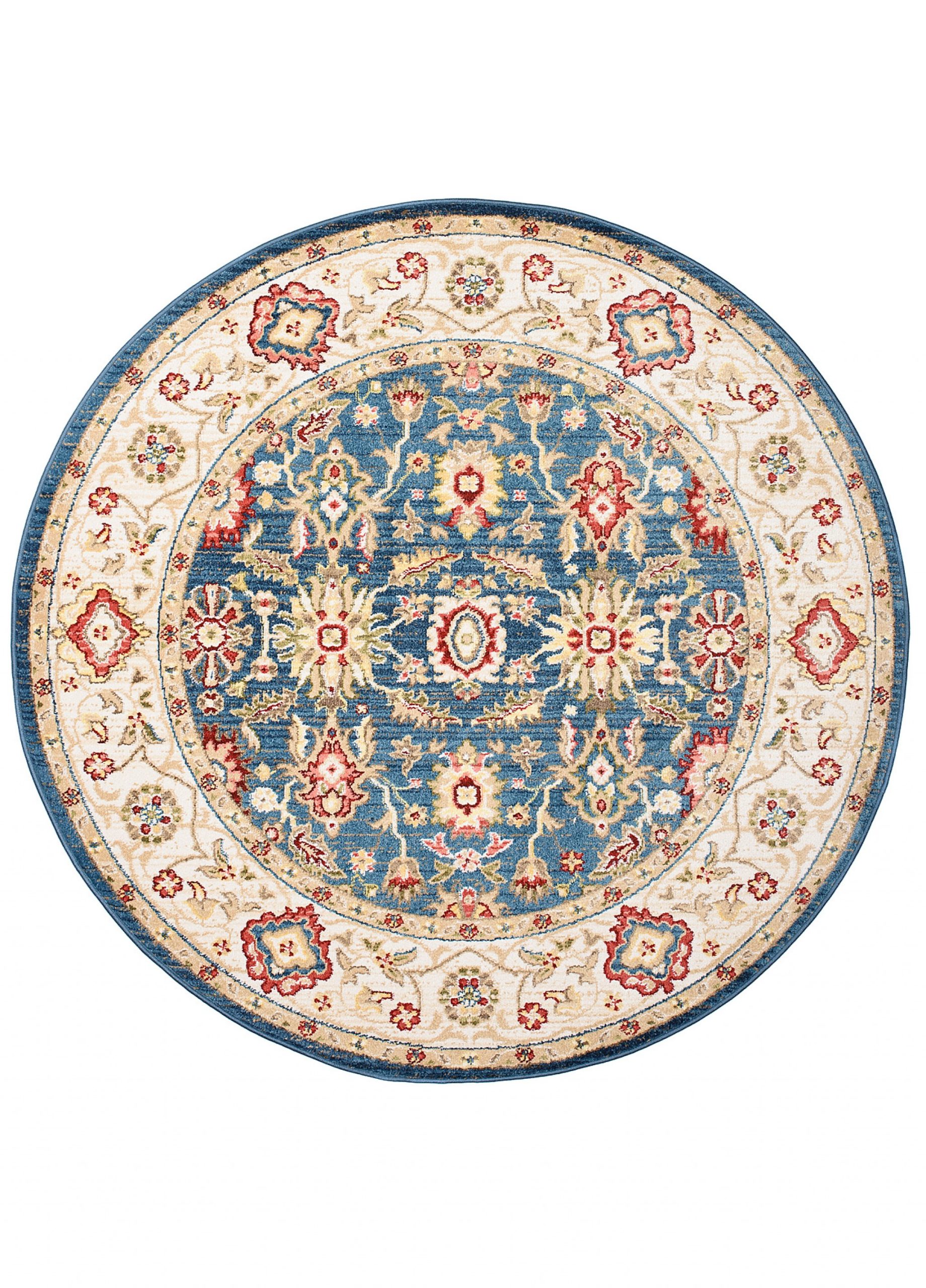 Teppich Rivoli Rund Blau Creme Klassisch