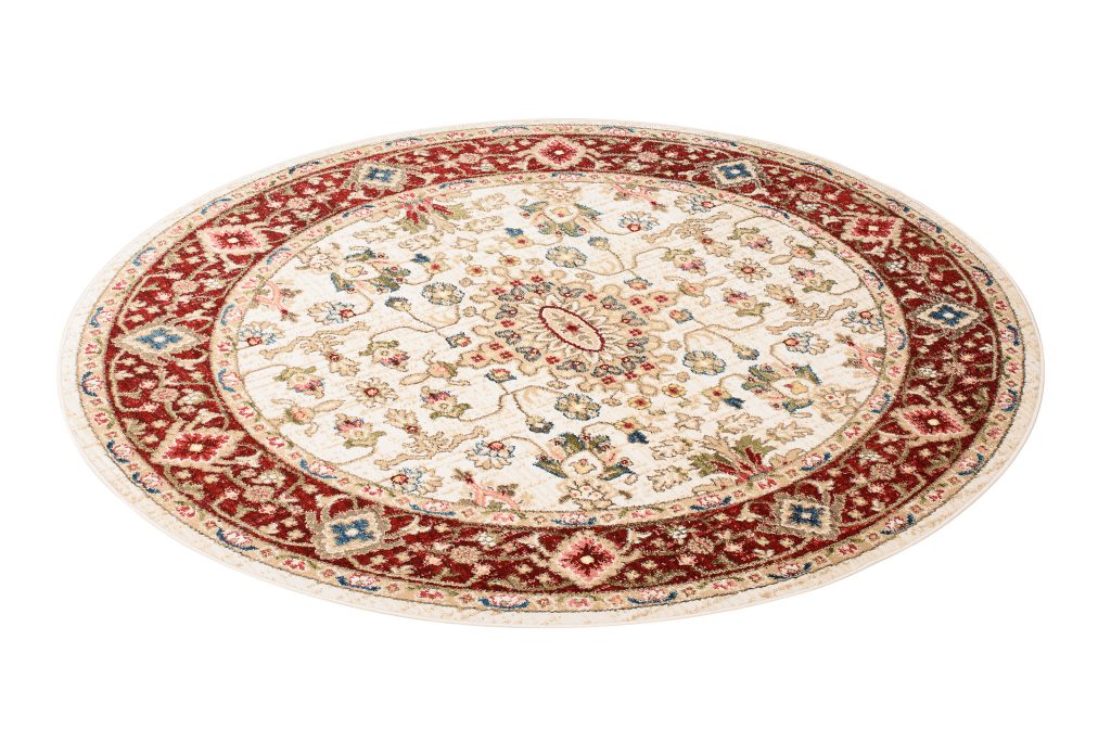 Teppich Rivoli Rund Creme Rot Ornament