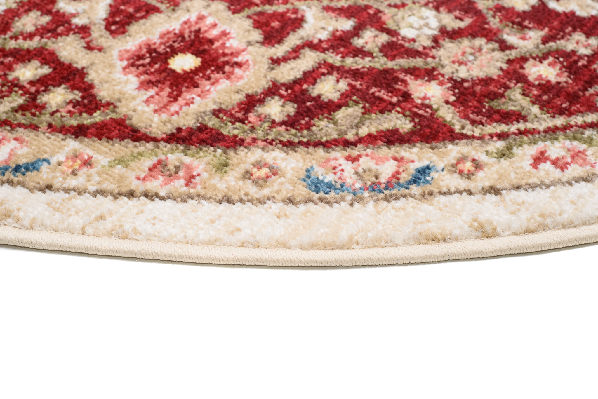 Teppich Rivoli Rund Creme Rot Ornament