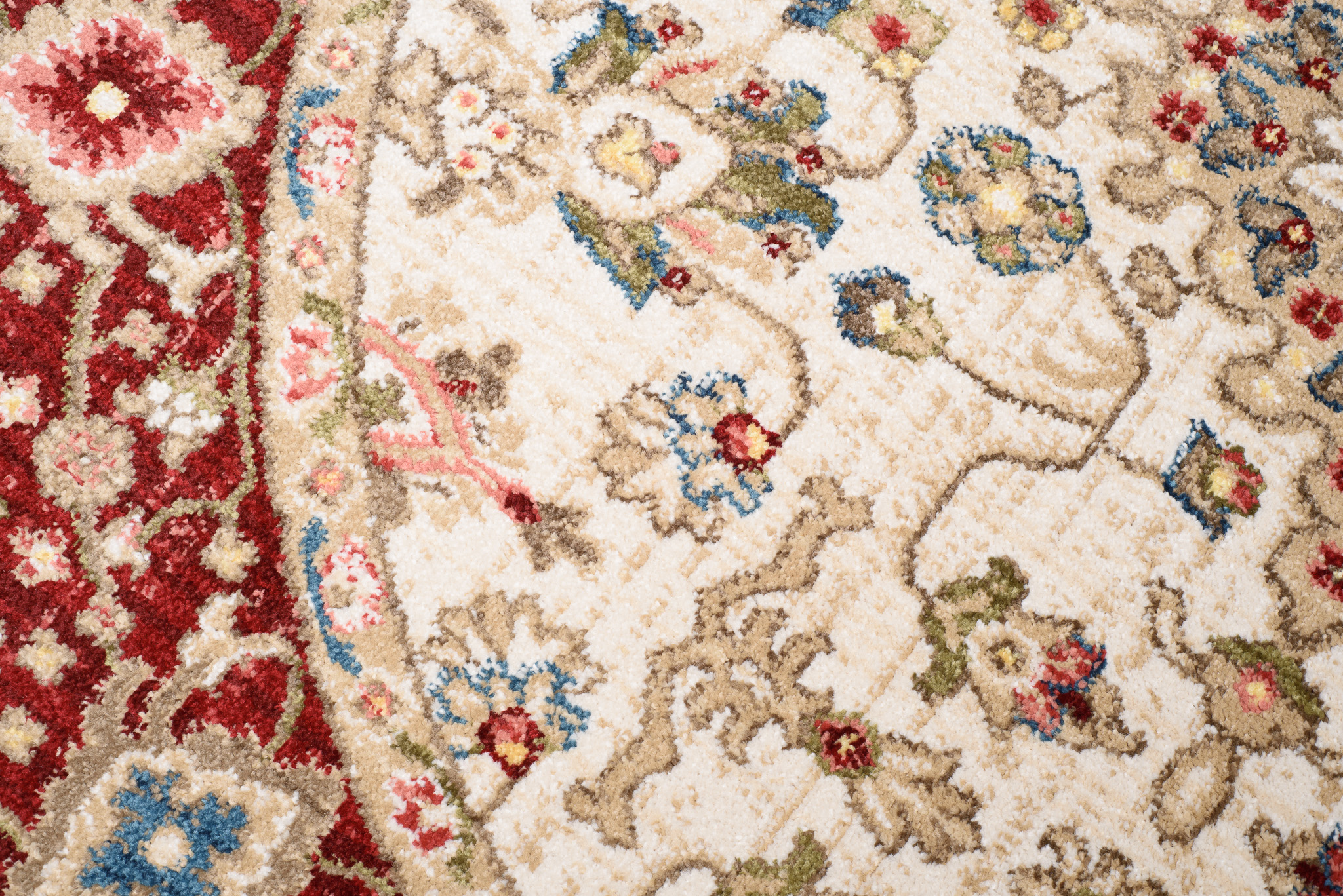 Teppich Rivoli Rund Creme Rot Ornament