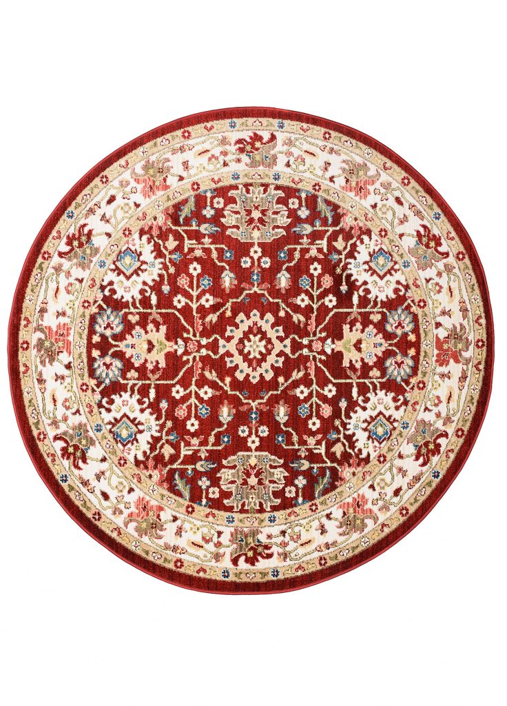 Teppich Rivoli Rund Rot Creme Medaillons