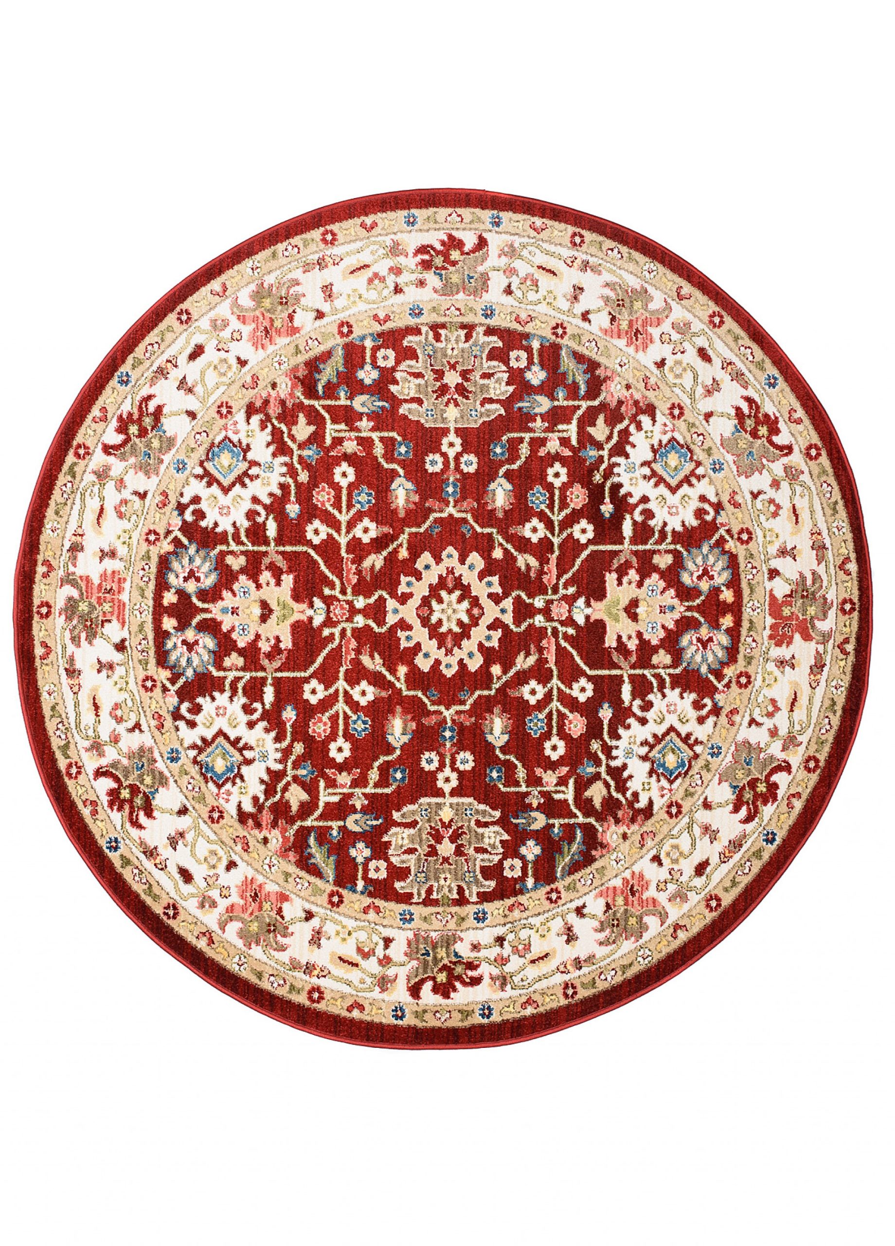 Teppich Rivoli Rund Rot Creme Medaillons